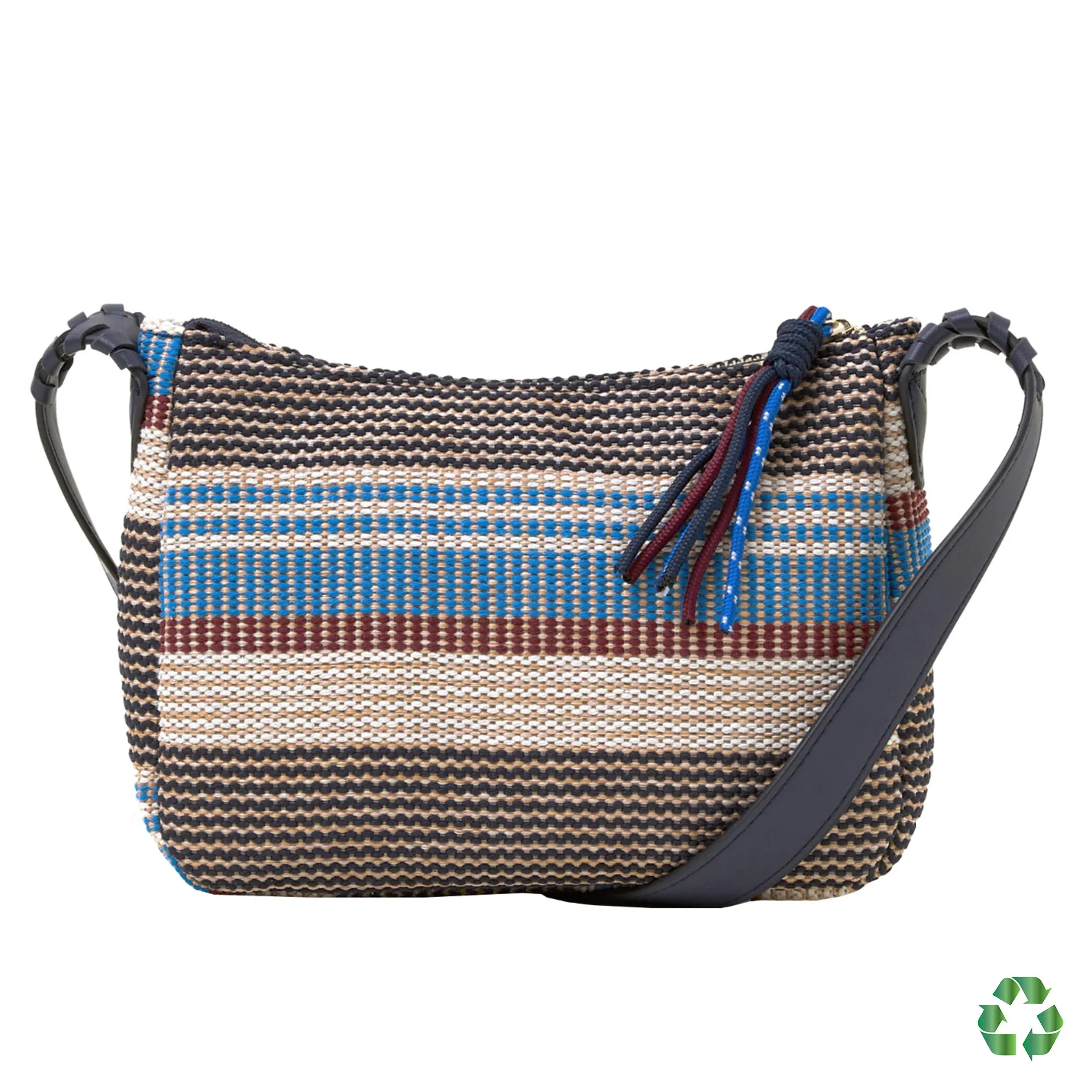 Accessorize London Women's Blue Stripe Woven Sling Bag