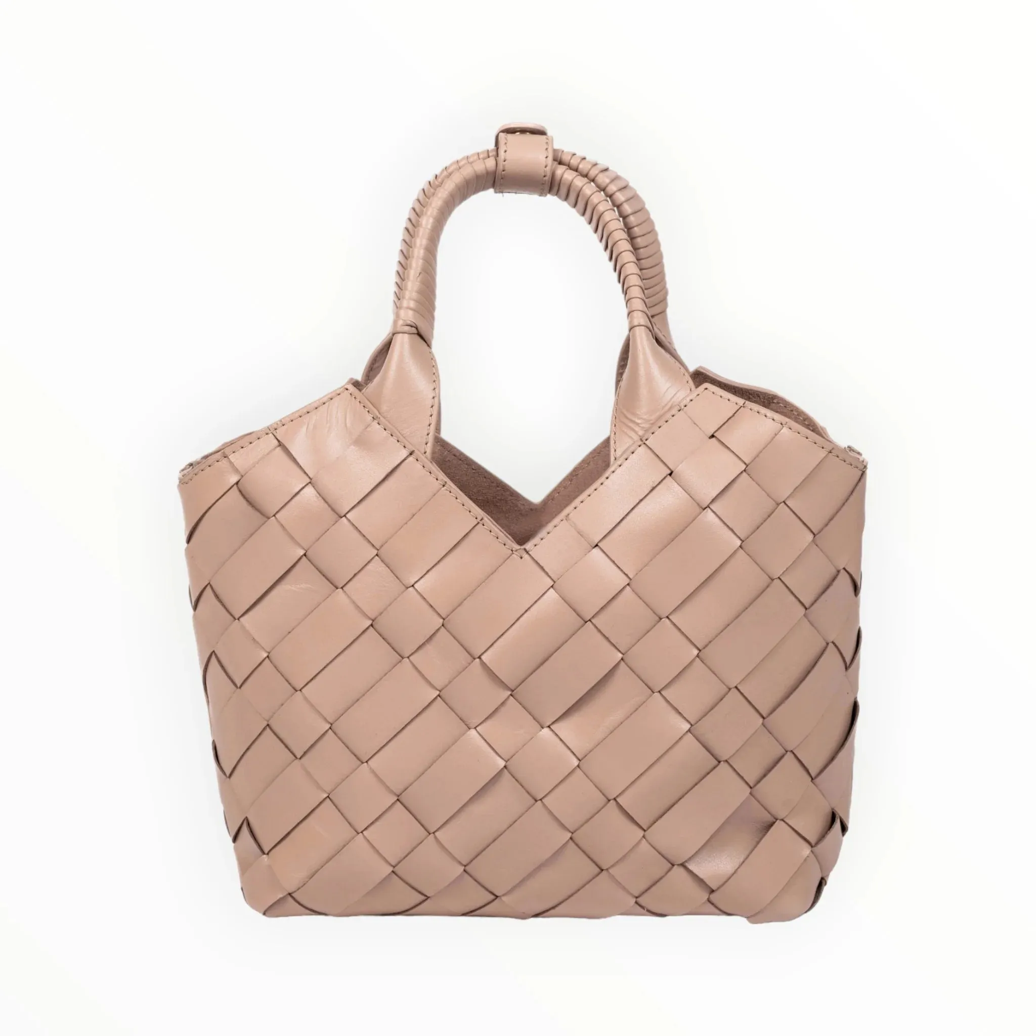 ALEO CABAS MINI SHOPPER LEATHER BAG TAUPE