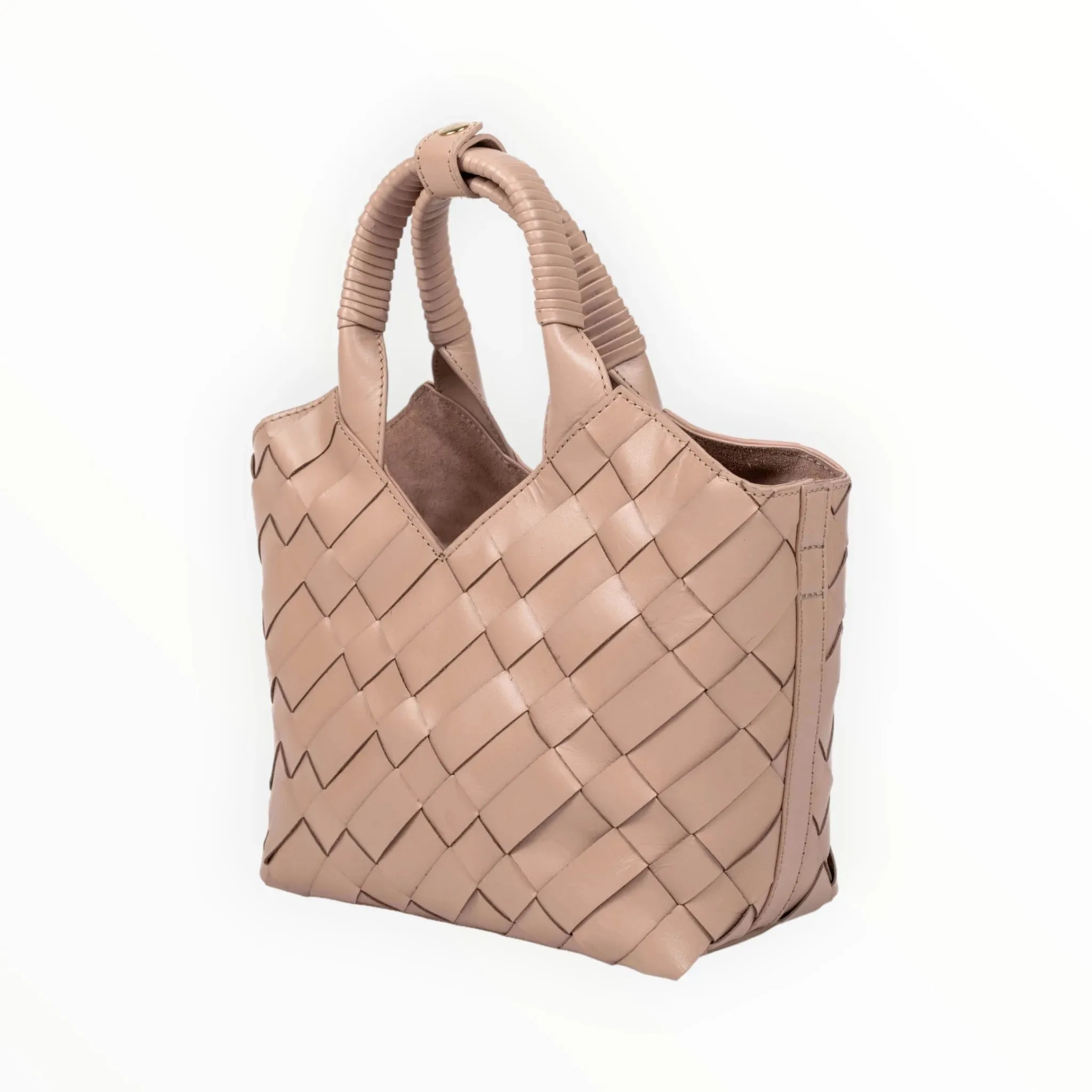 ALEO CABAS MINI SHOPPER LEATHER BAG TAUPE