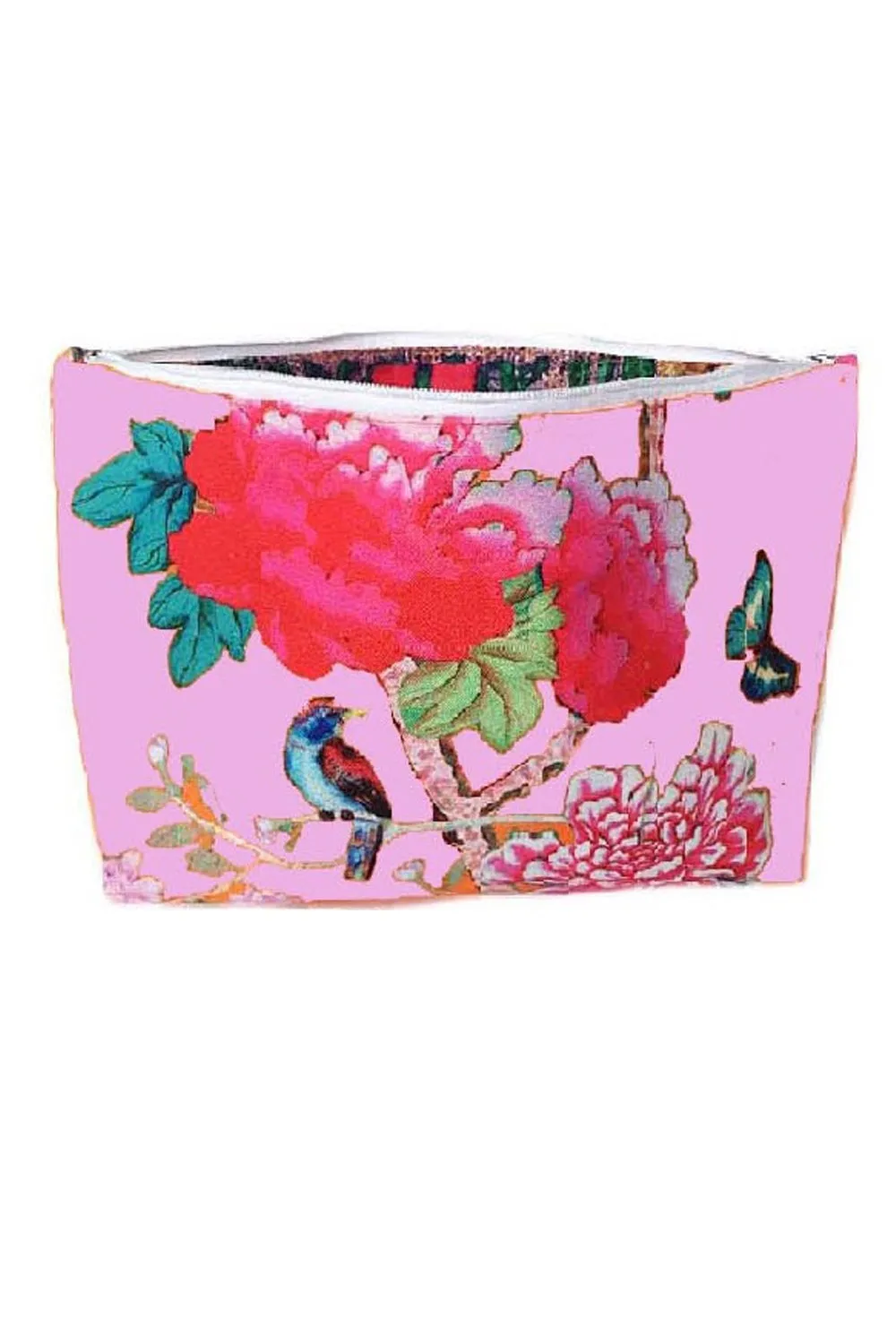 ANNA CHANDLER CANVAS MAKE UP BAG PINK BIRDS