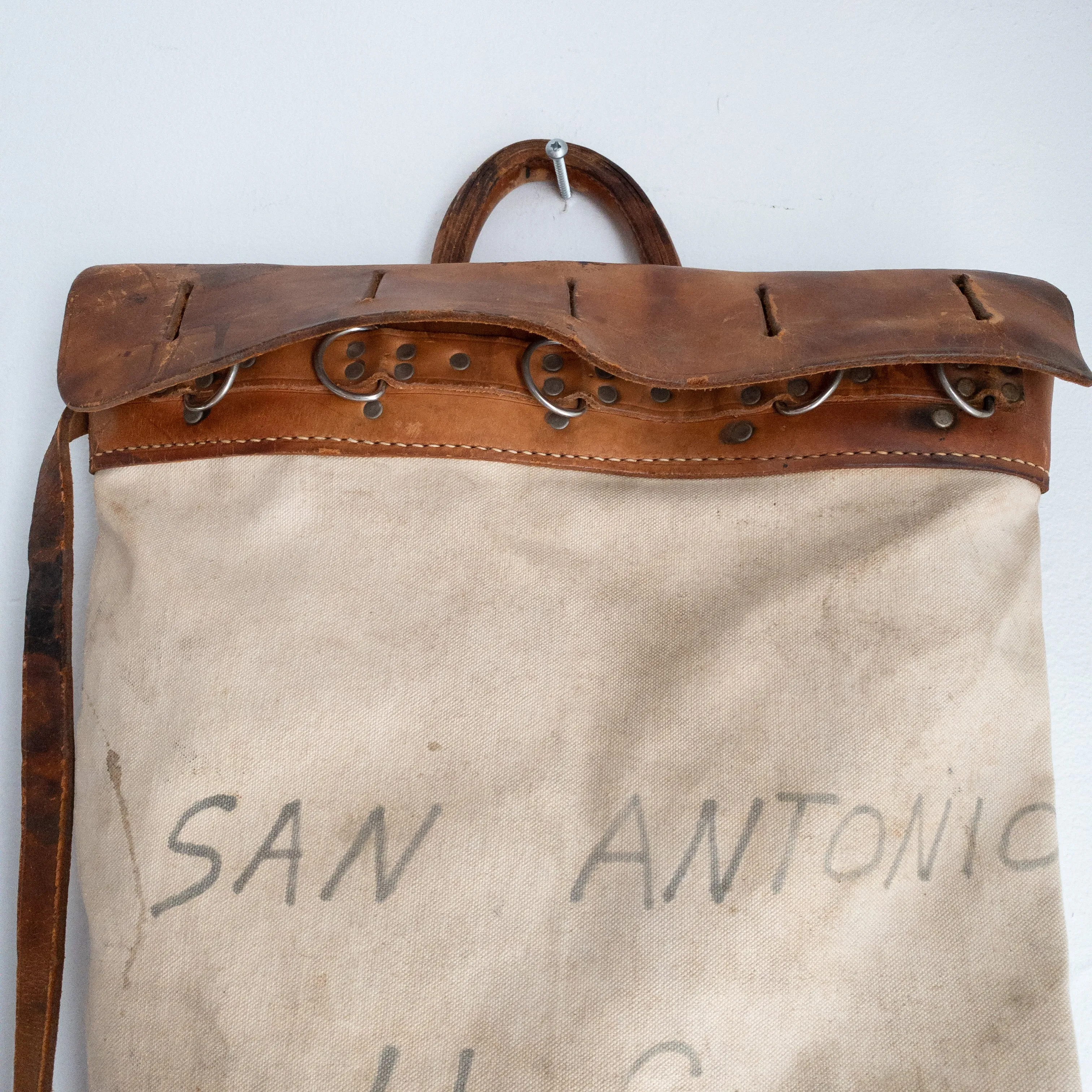 Antique Railway Canvas Leather Mail Bag