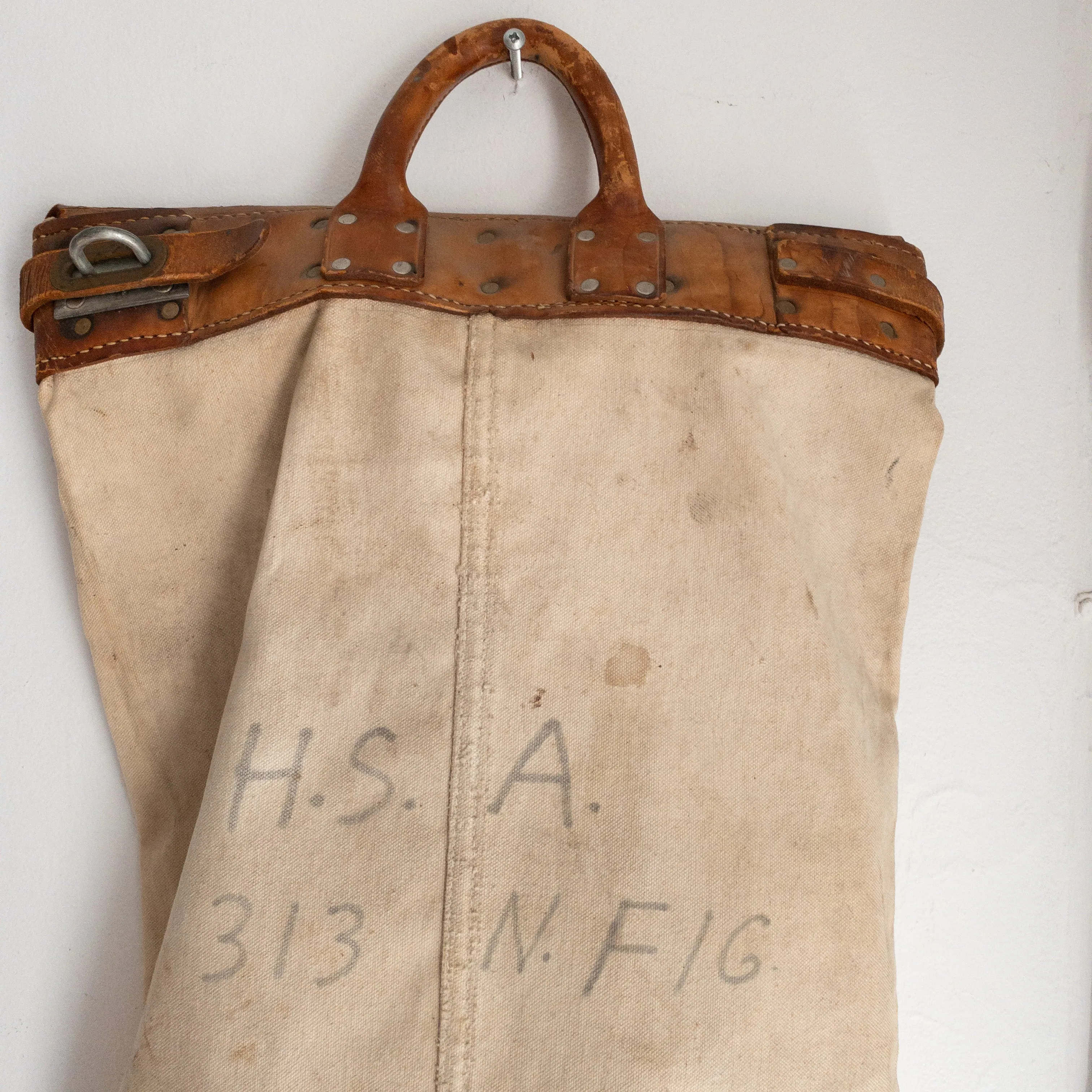 Antique Railway Canvas Leather Mail Bag