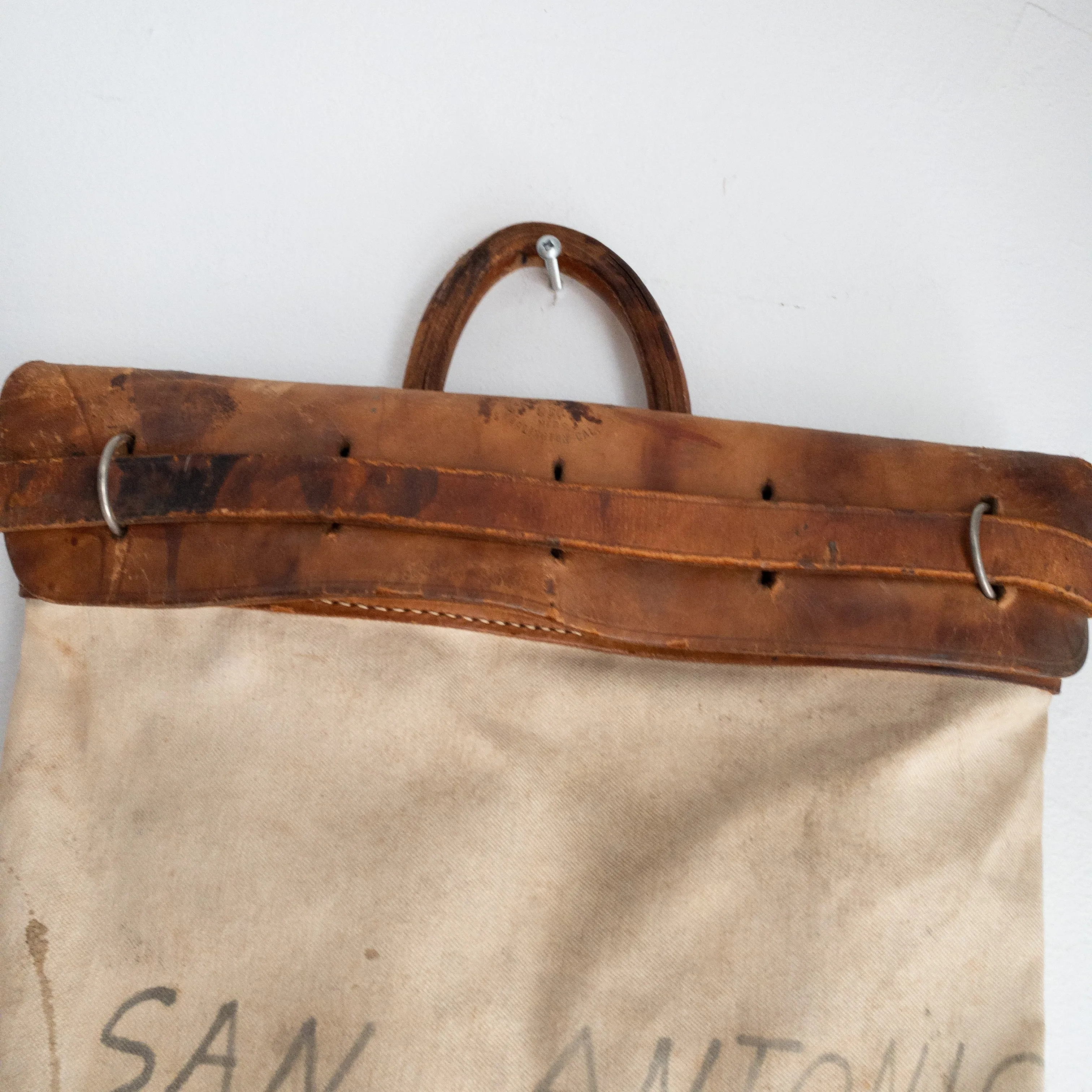 Antique Railway Canvas Leather Mail Bag