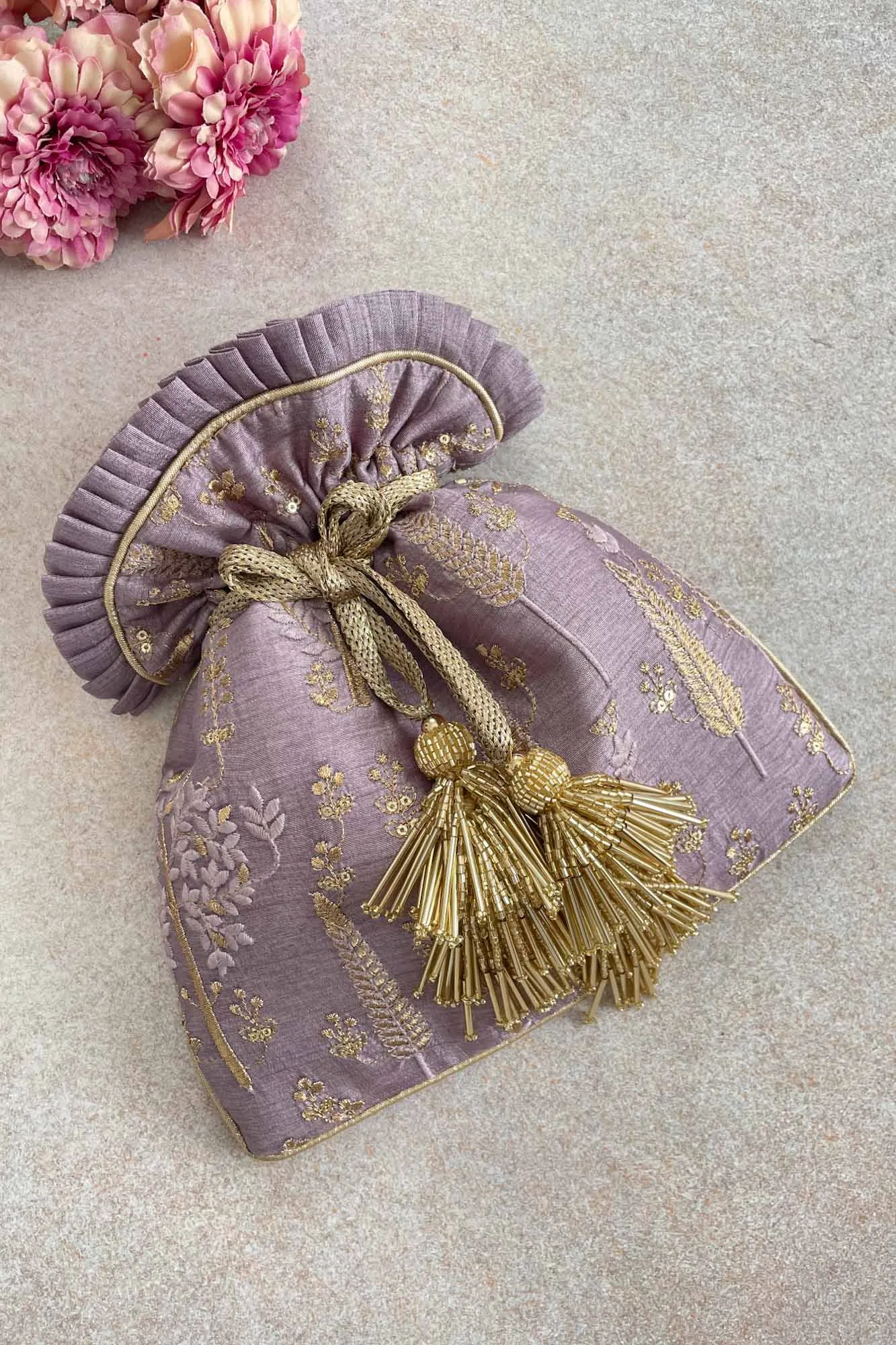 Arbre Silk Potli bag - wisteria