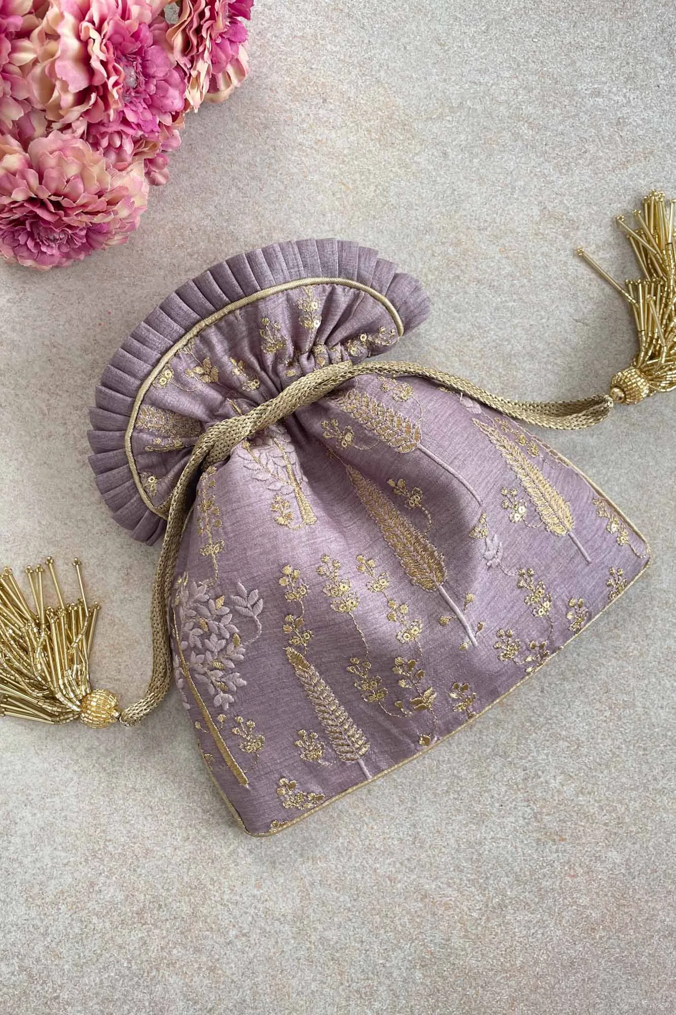 Arbre Silk Potli bag - wisteria