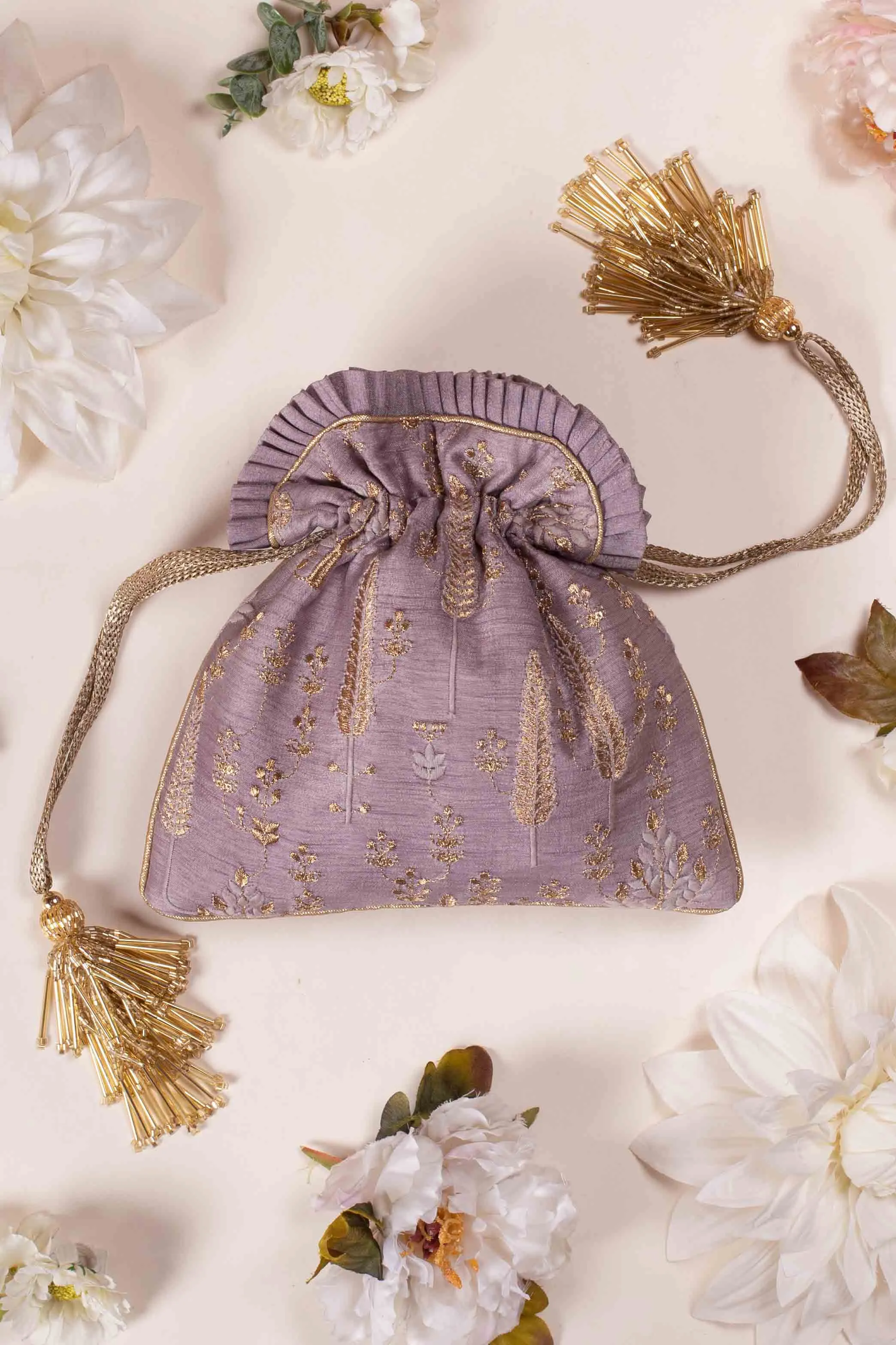 Arbre Silk Potli bag - wisteria