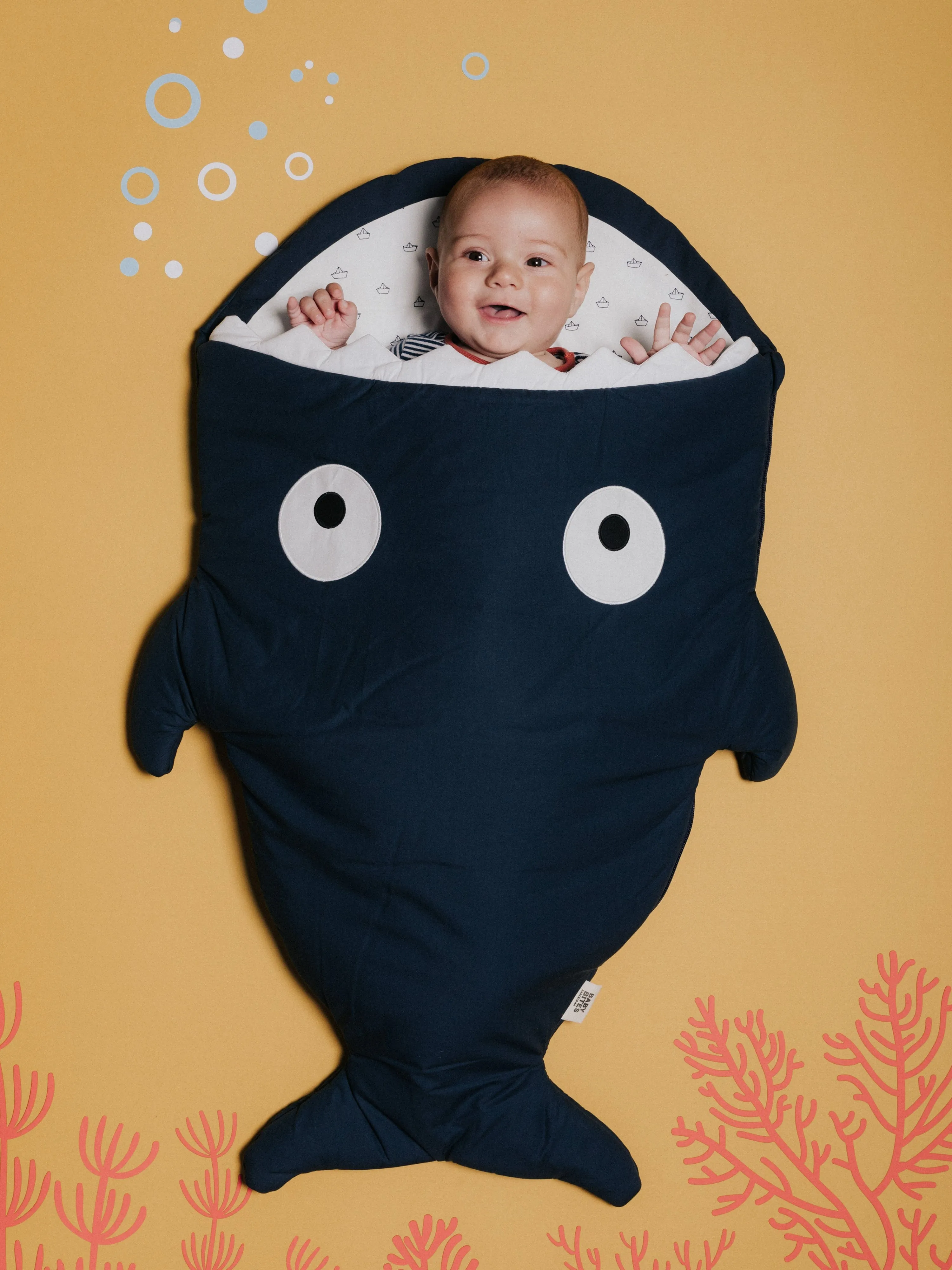 Baby Boats Shark Sleeping Bag in Navy