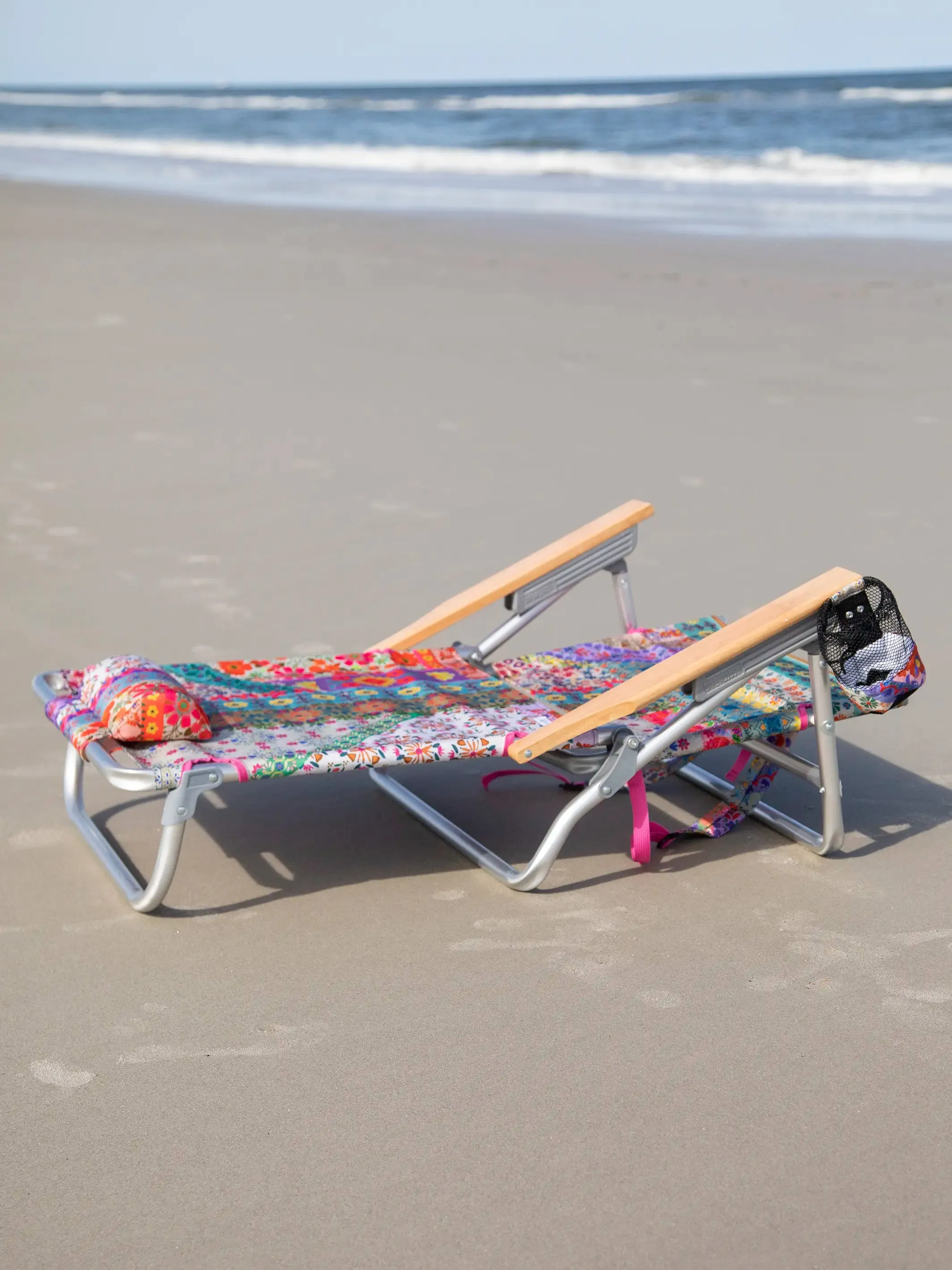 Backpack Beach Chair - Taupe Watercolor Patchwork