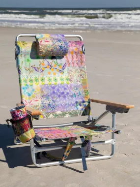 Backpack Beach Chair - Taupe Watercolor Patchwork