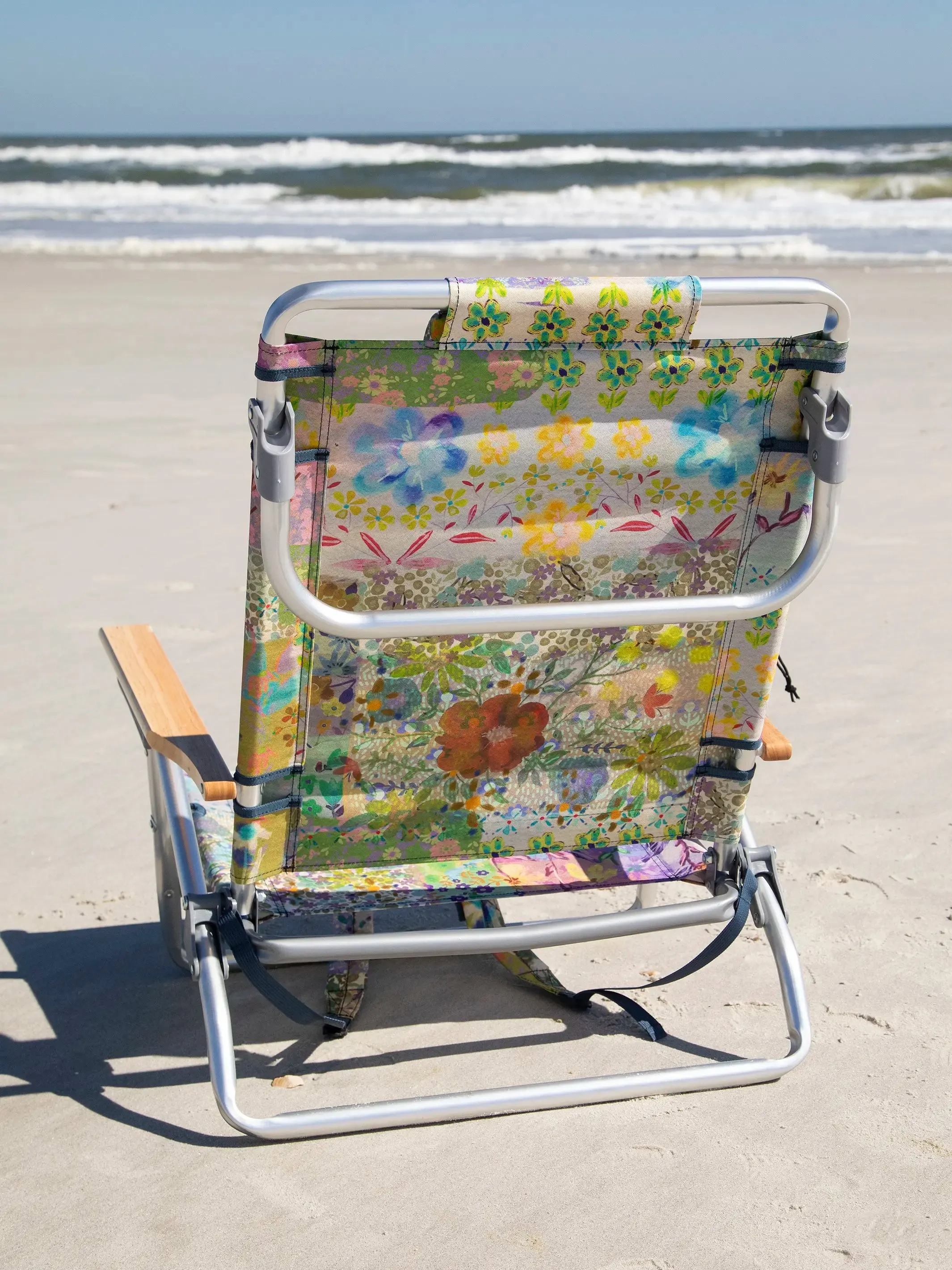 Backpack Beach Chair - Taupe Watercolor Patchwork