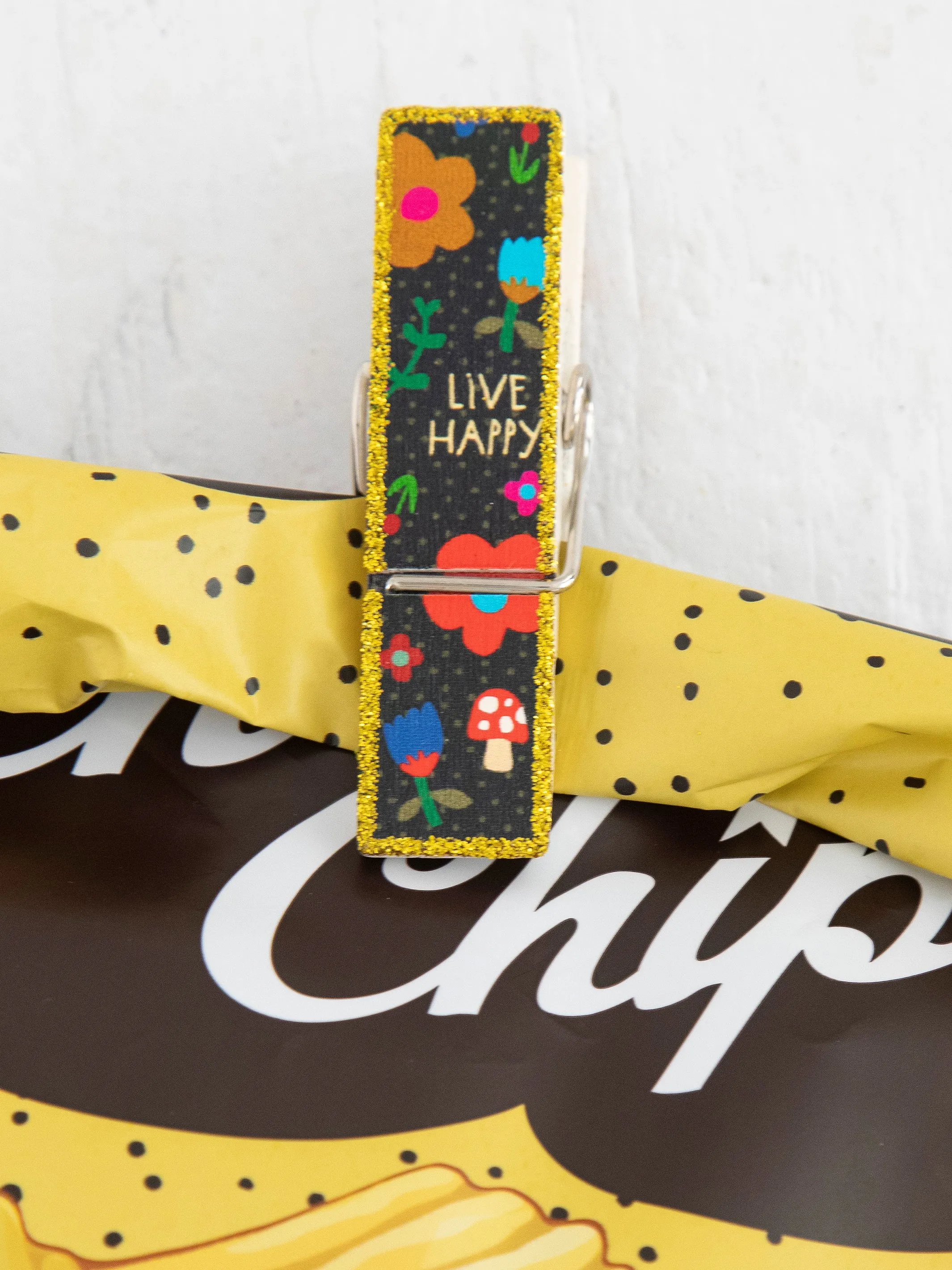 Bag Clips, Set of 4 - Live Happy Floral