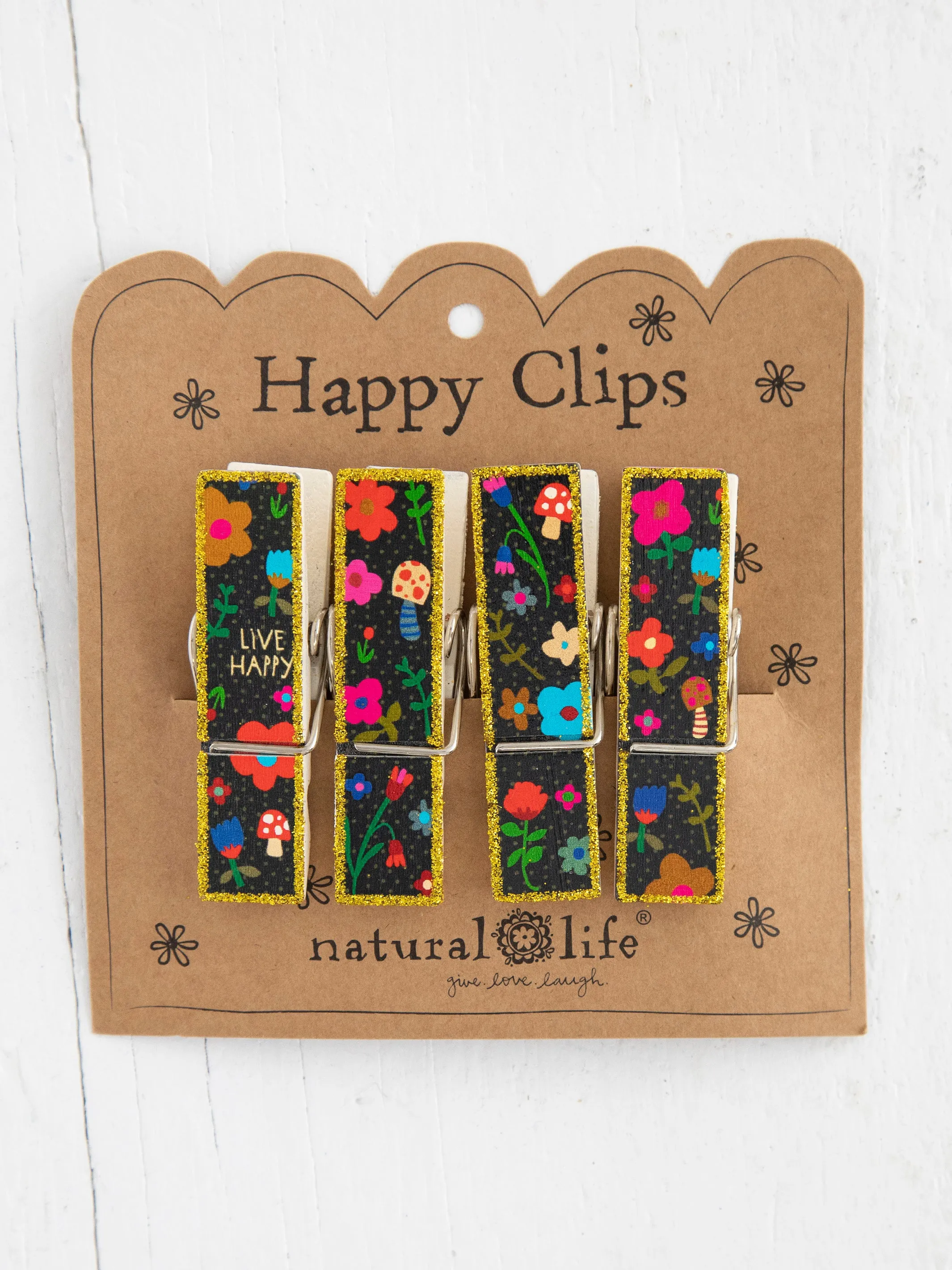 Bag Clips, Set of 4 - Live Happy Floral