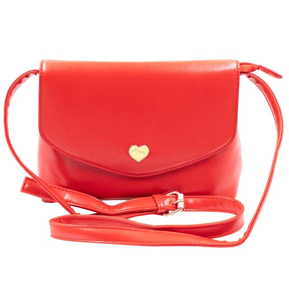 Bag- Red Pu X-Body W/Magnet Heart Closure Ophia