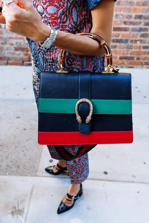 Bamboo Joint Color Block Hand Bag