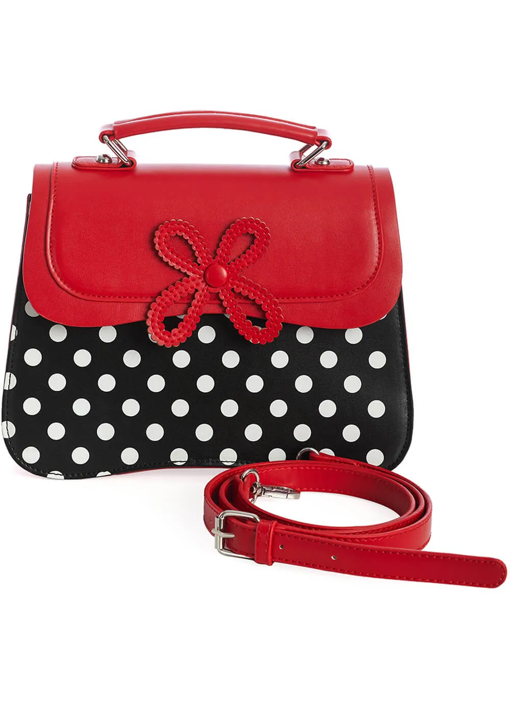 Banned Noelle Bow Polkadot 50's Bag Red