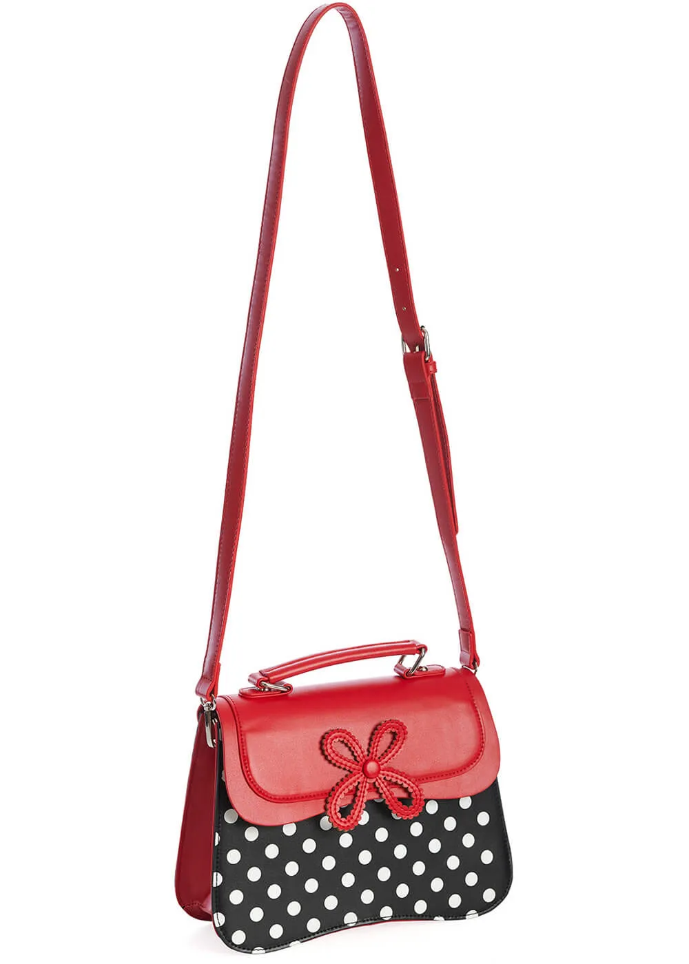 Banned Noelle Bow Polkadot 50's Bag Red