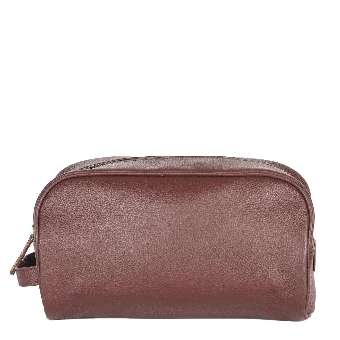 Barbour Leather Wash Bag Dark Brown