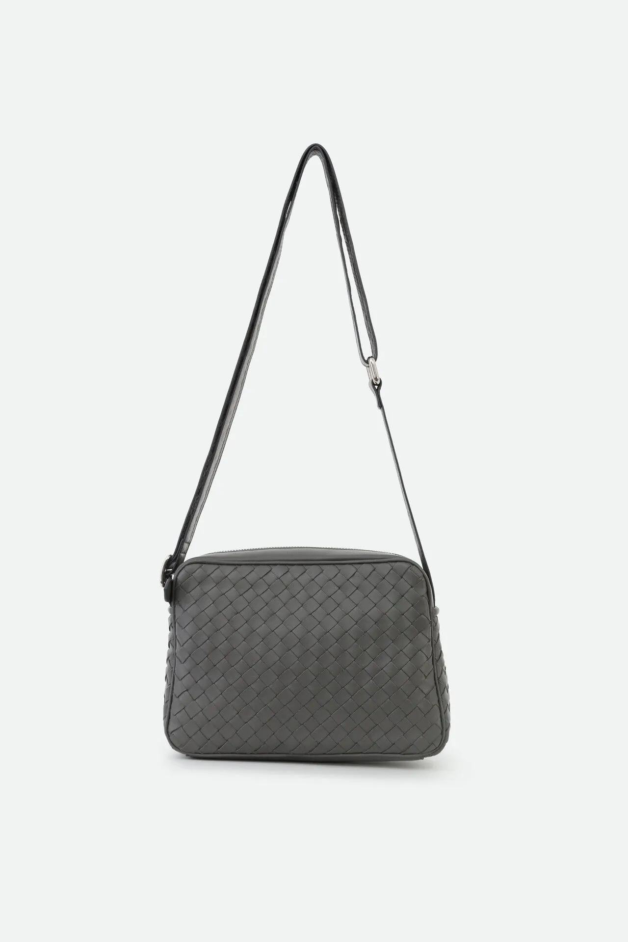 BARI WOVEN BAG IN ITALIAN LEATHER GREY