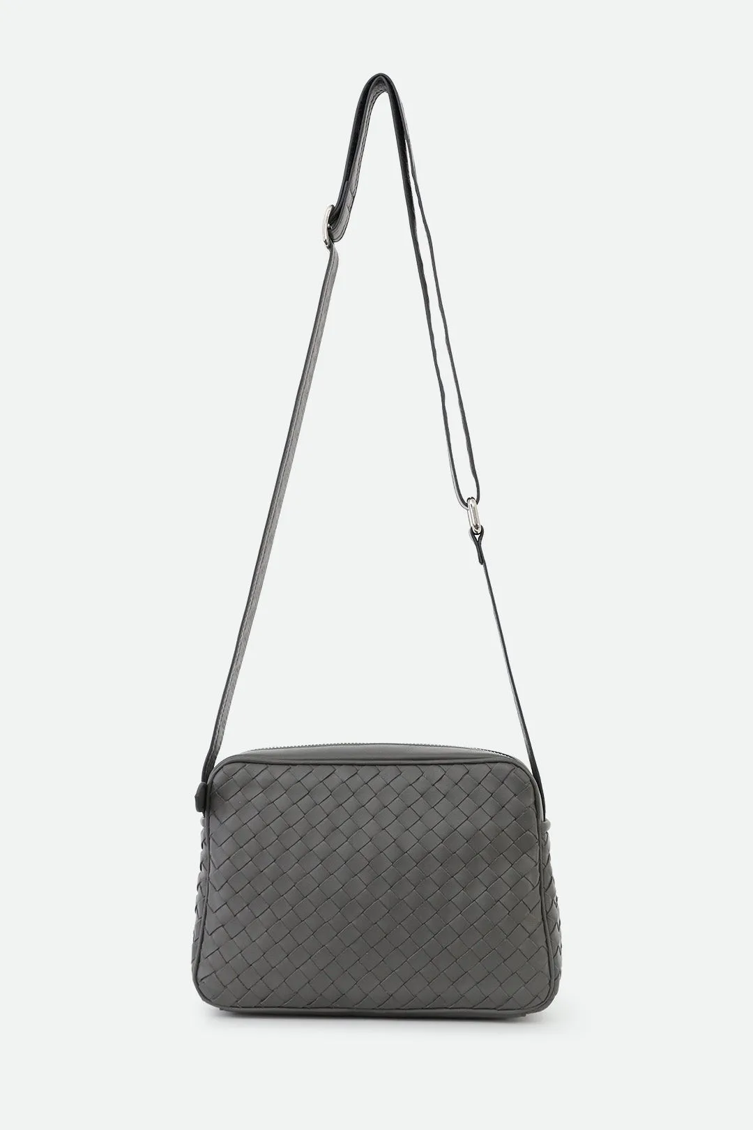 BARI WOVEN BAG IN ITALIAN LEATHER GREY