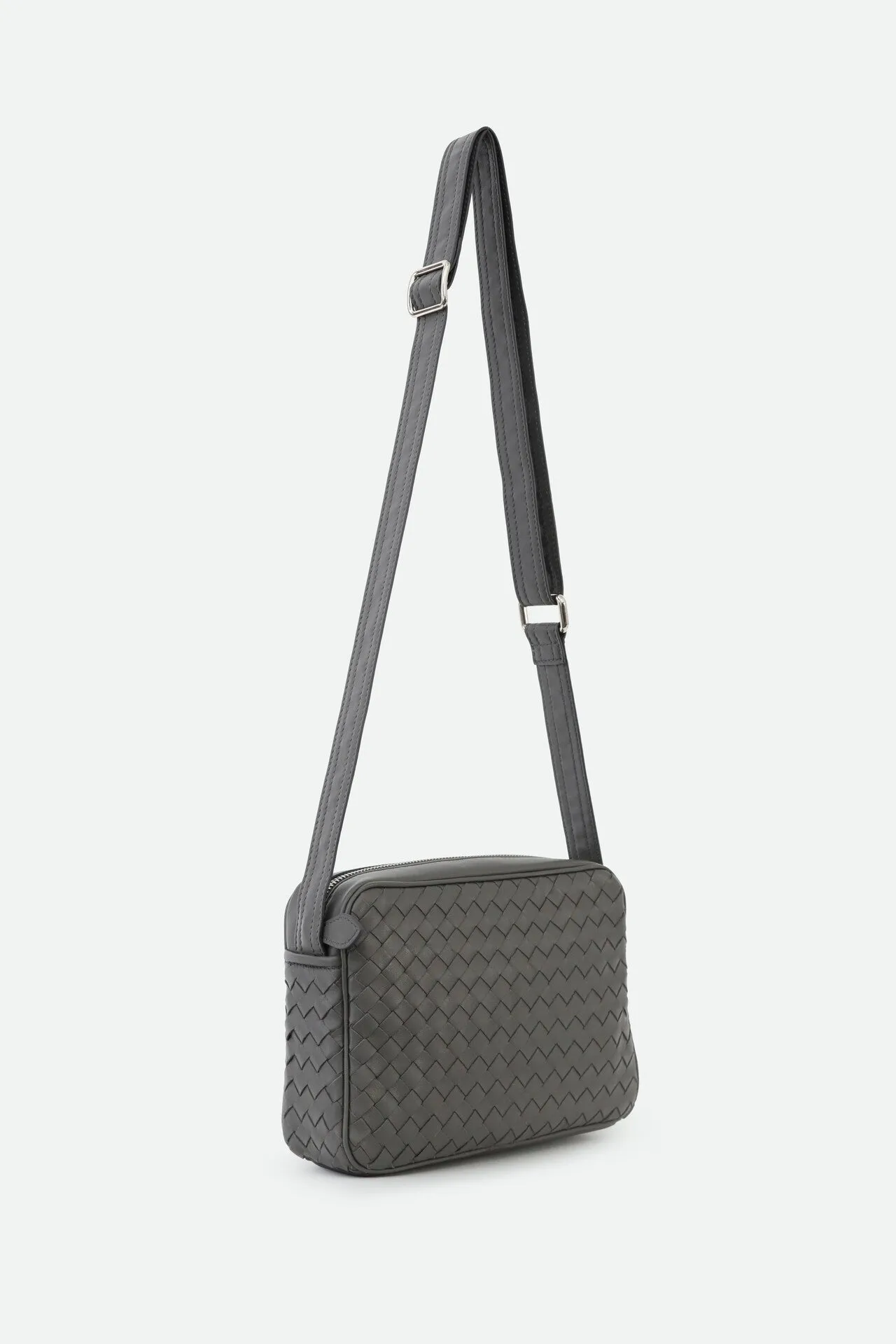 BARI WOVEN BAG IN ITALIAN LEATHER GREY