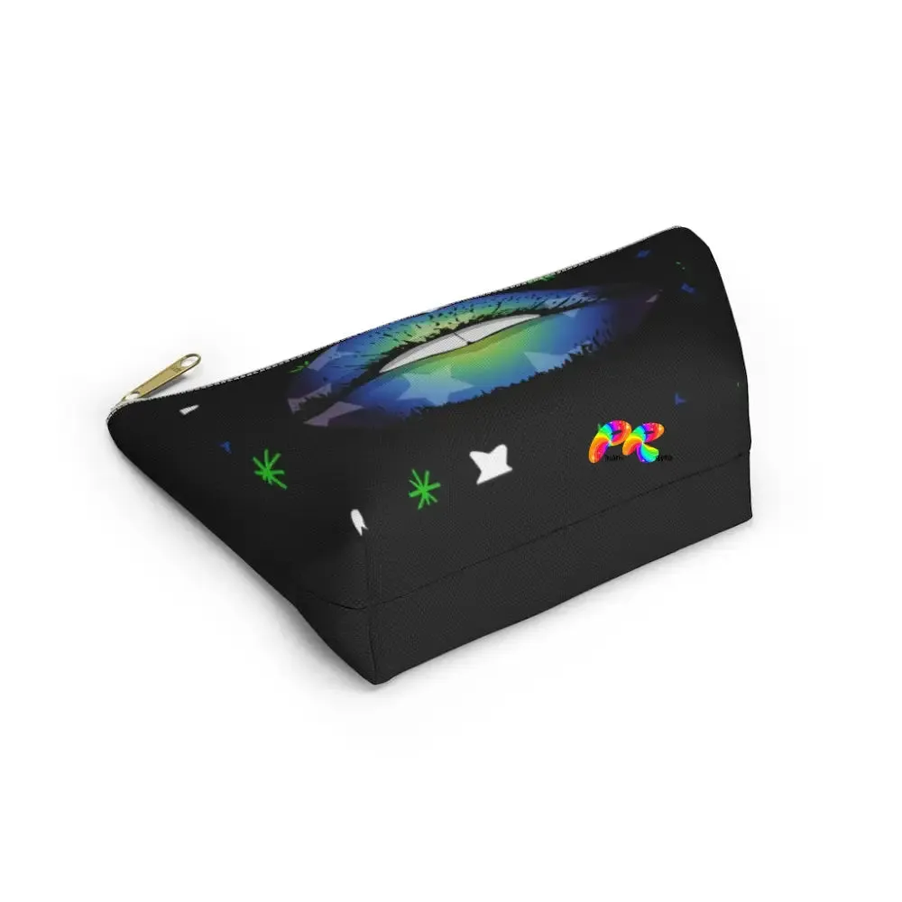 Black Makeup Bag with Blue Lips