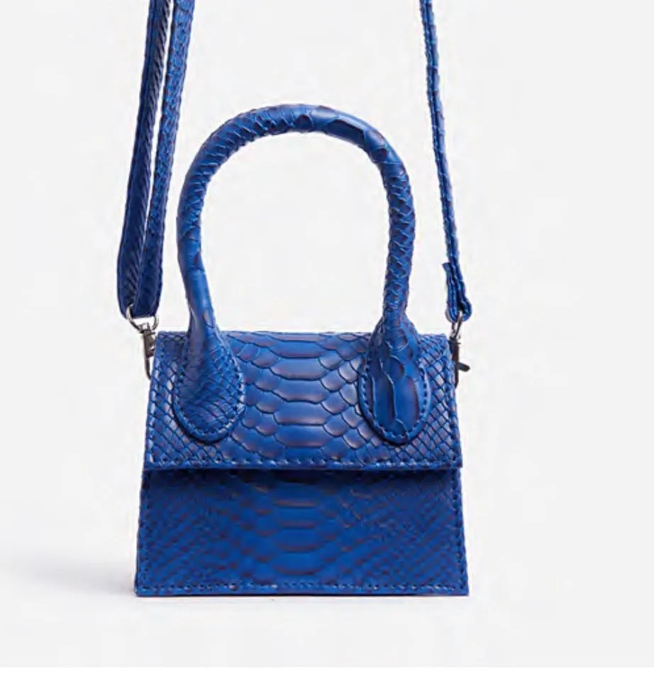 Blue Snake Print Super Mini Grab Bag