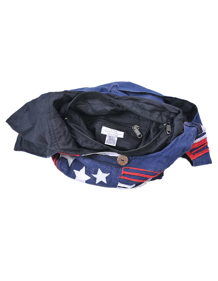 Blue Stars & Stripes Cross Body Hobo Bag