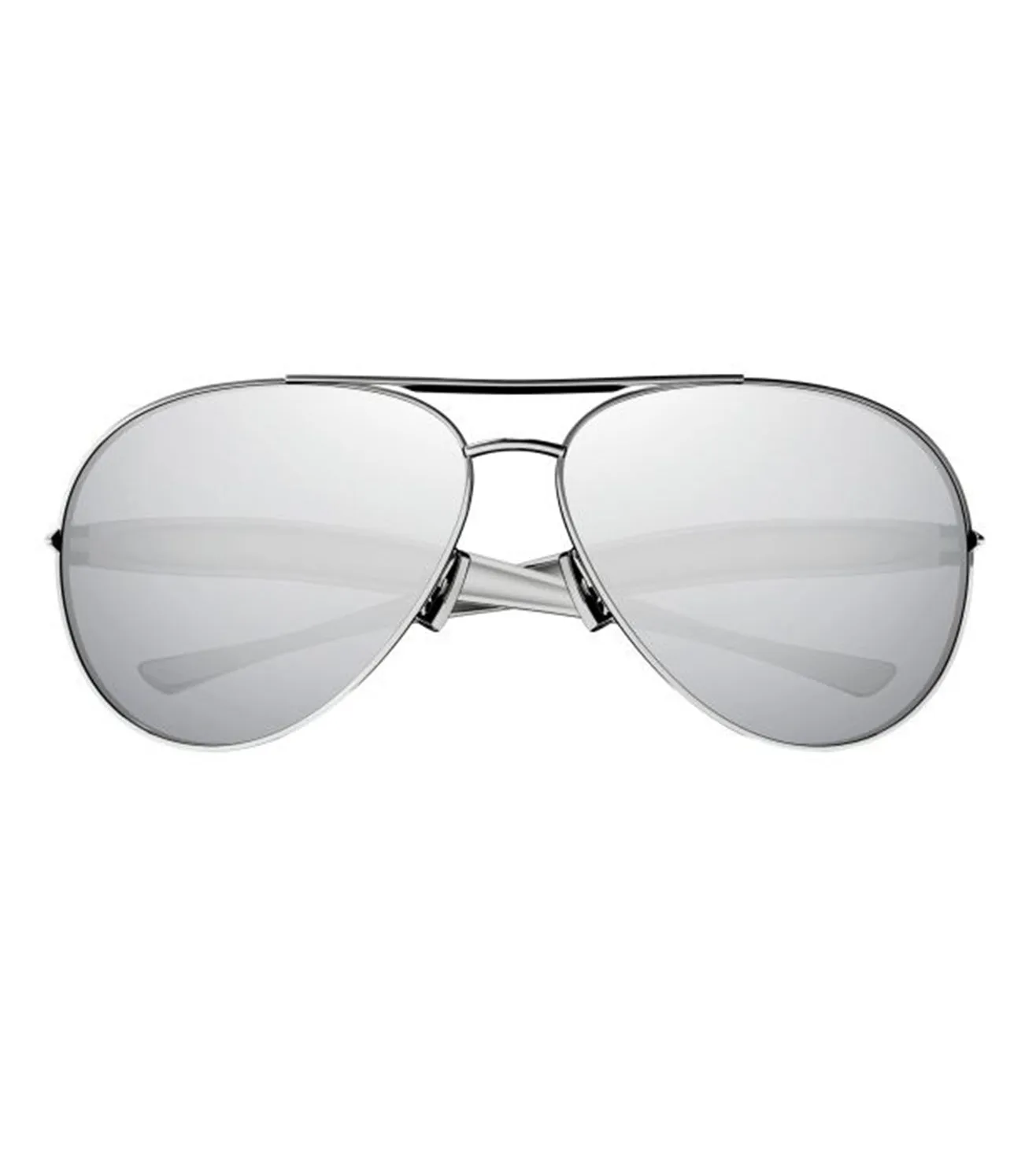 Bottega Veneta Unisex Silver Mirror Aviator Sunglasses