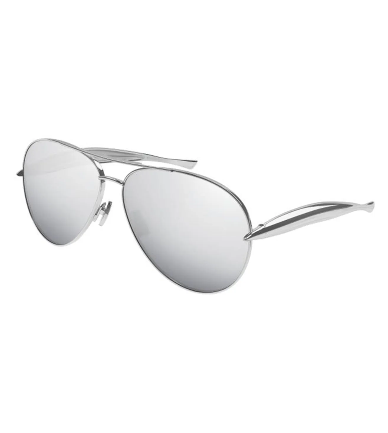 Bottega Veneta Unisex Silver Mirror Aviator Sunglasses