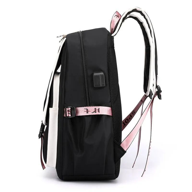 Canvas School Bag With USB Charging Port