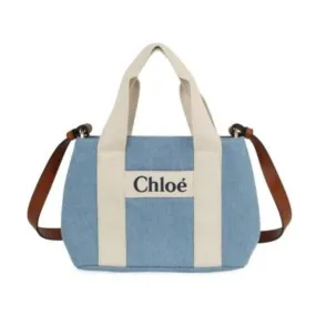 Chloe Bag Logo Cream-Blue