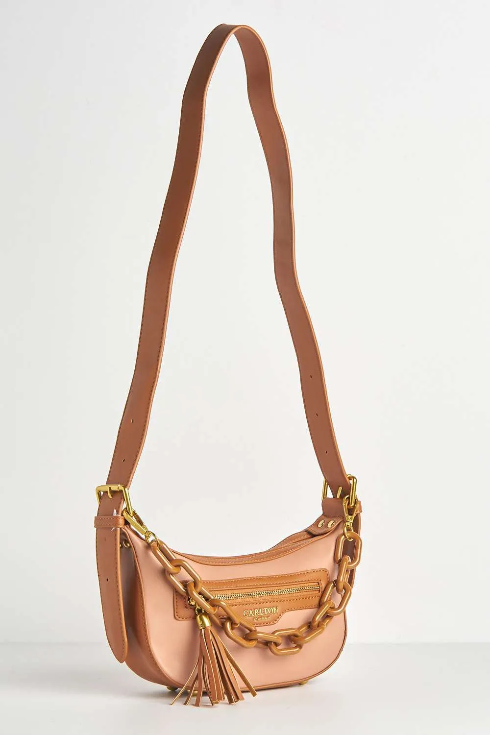 Cinna Horsebit Detail Cross Body Bag in Blush