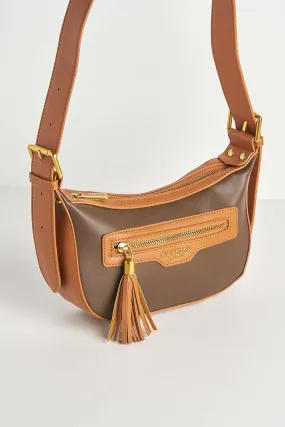 Cinna Horsebit Detail Cross Body Bag in Tan