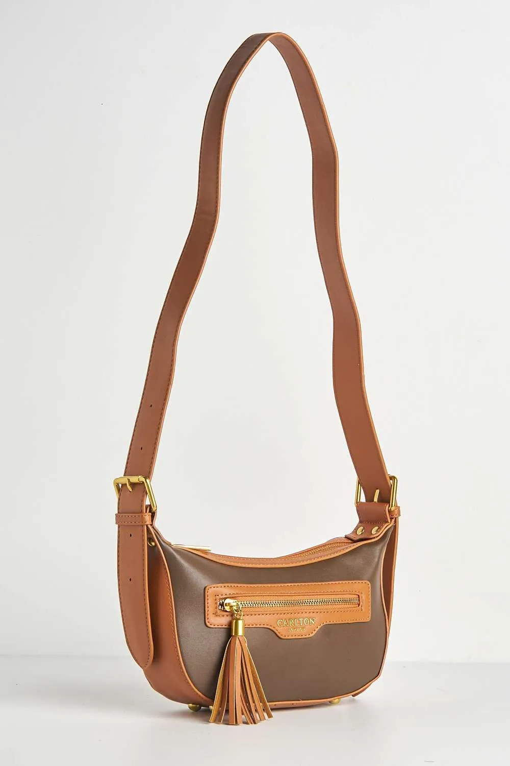 Cinna Horsebit Detail Cross Body Bag in Tan