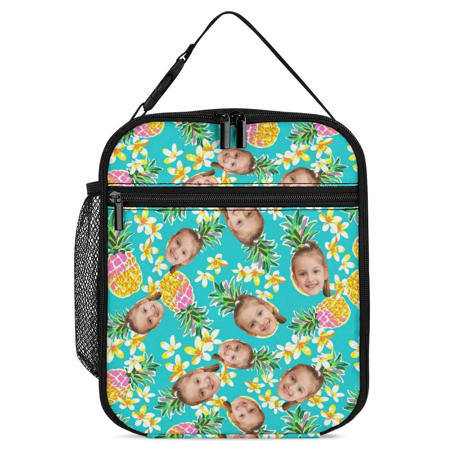 Custom Face Portable Blue Insulated Lunch Bag