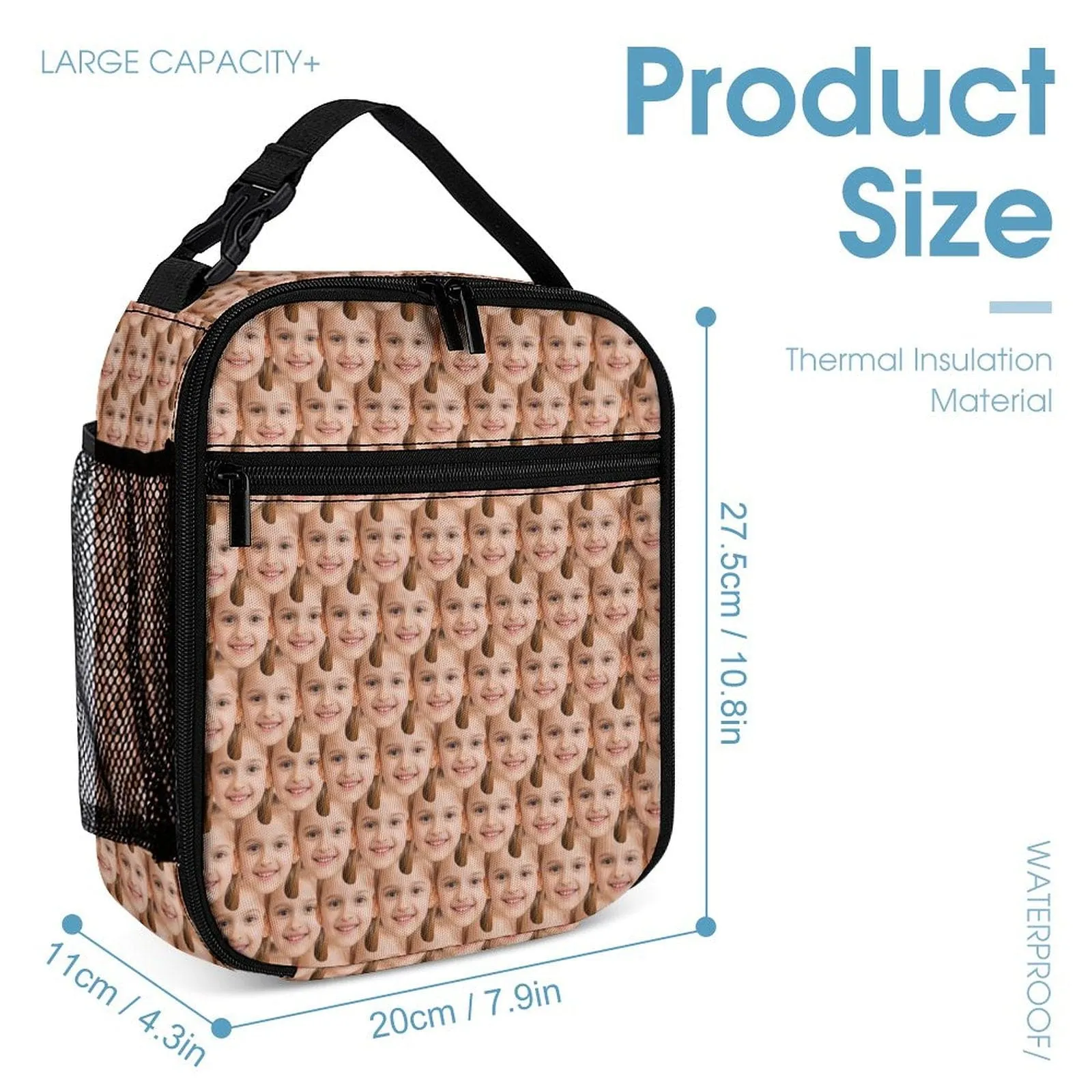 Custom Face Portable Insulated Lunch Bag