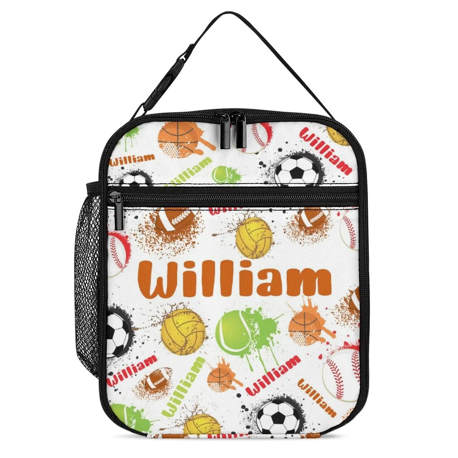 Custom Name Portable Soccer Insulated Lunch Bag