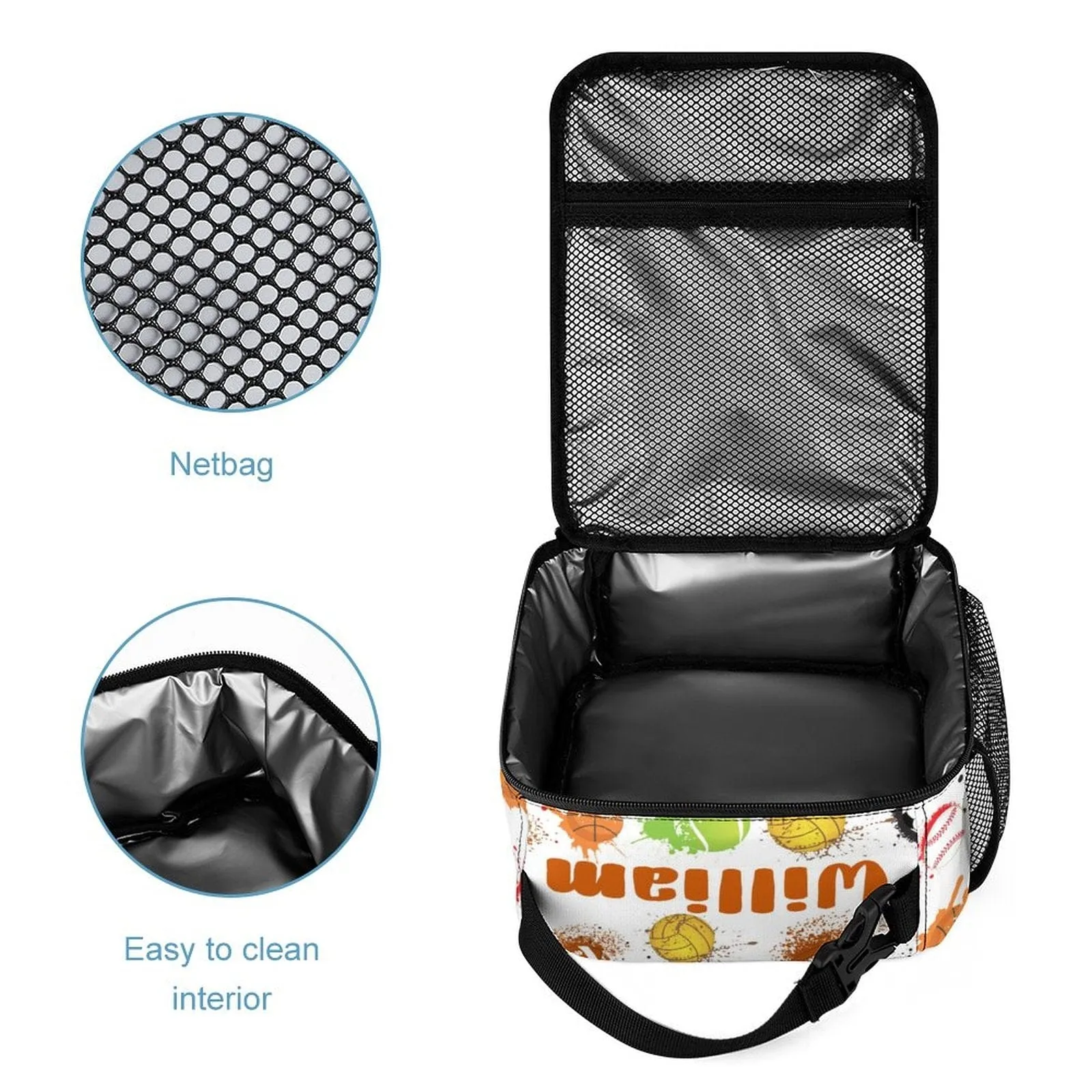 Custom Name Portable Soccer Insulated Lunch Bag