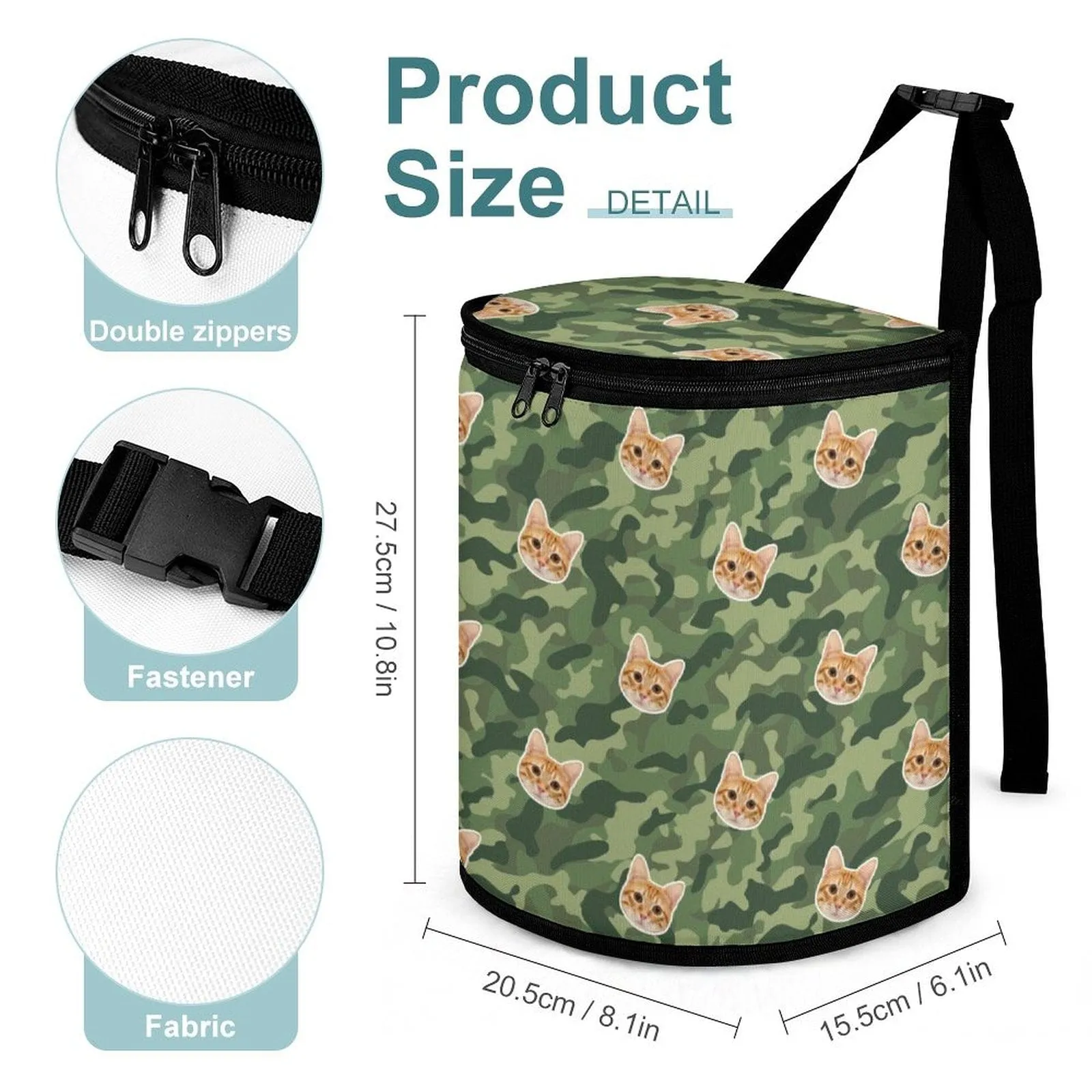 Custom Pet Cat Face Camouflage Car Garbage Bag Personalized Car Storage Bag