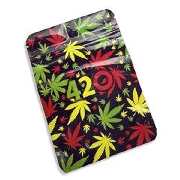 Designed Mylar Bag - 420 Leaves - 9cm x 12.5cm - Pack of 10