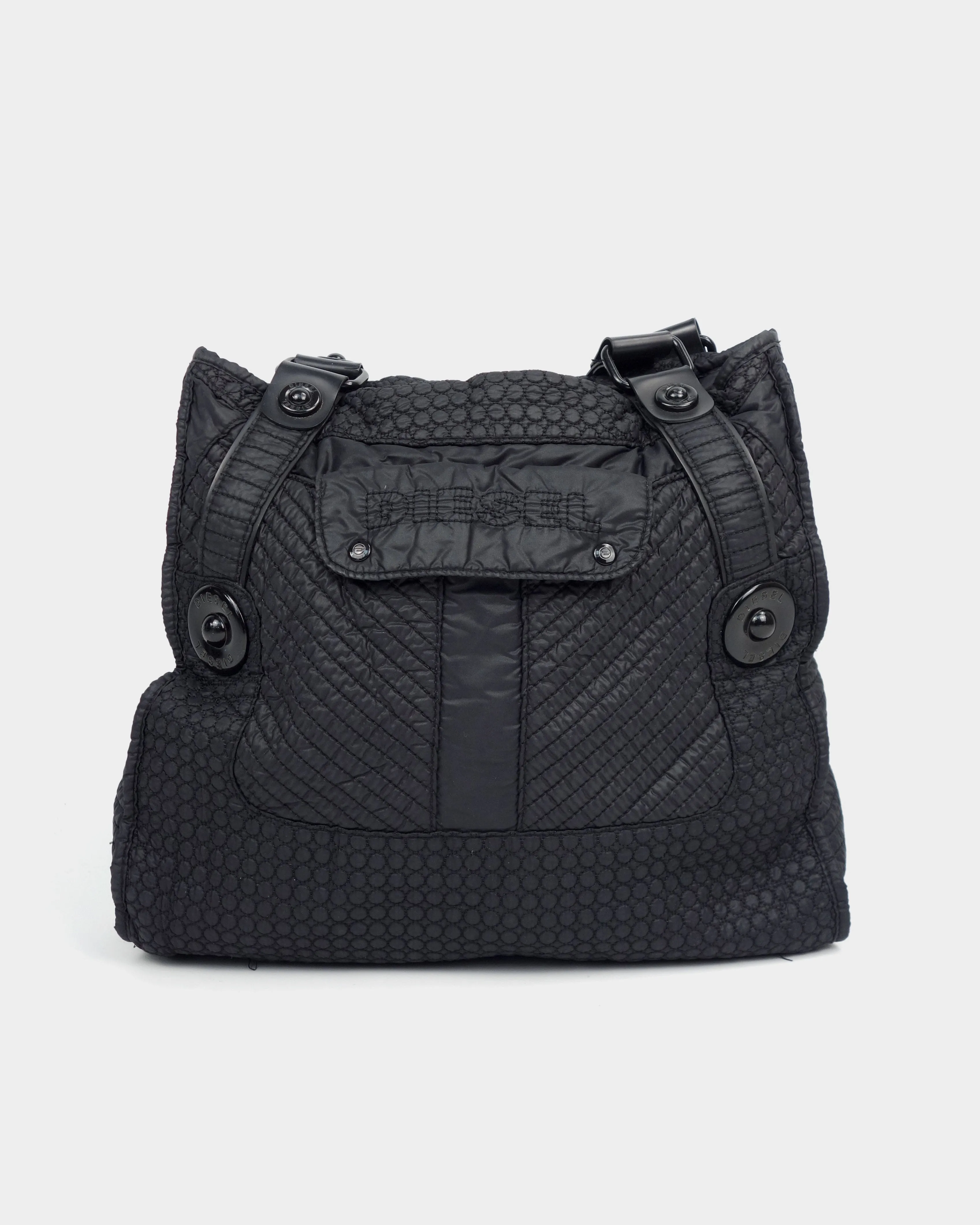 Diesel Paded Black Textured Bag 2000's