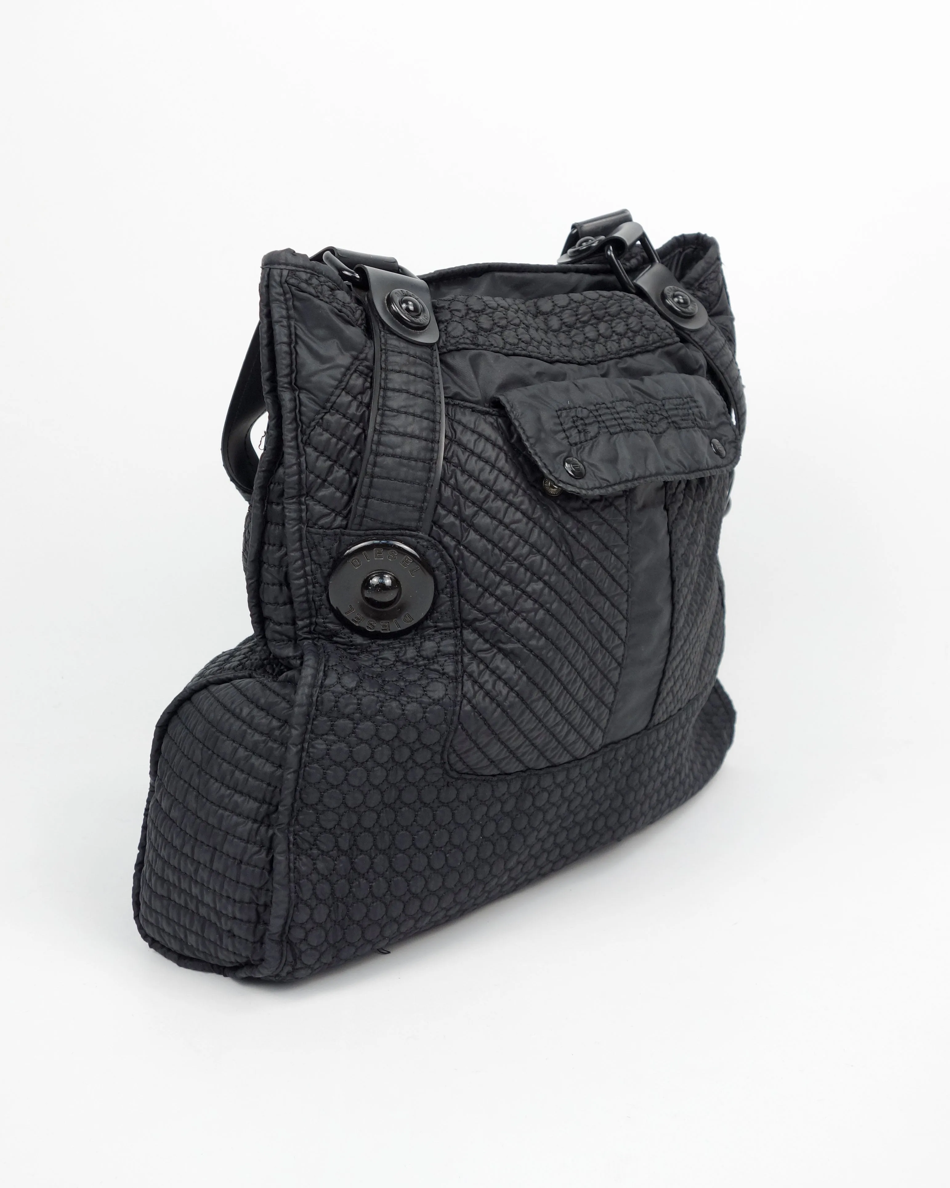 Diesel Paded Black Textured Bag 2000's