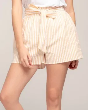 Everly - Striped Paper Bag Shorts in Yellow