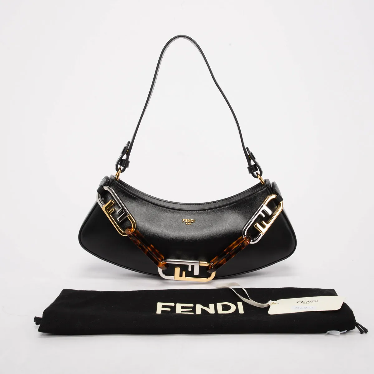 Fendi Black Calfskin O'Lock Swing Bag