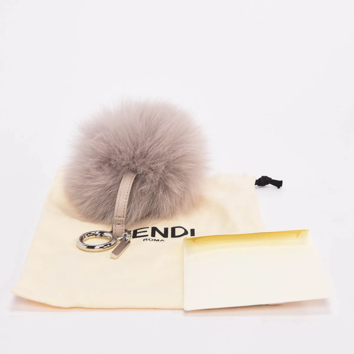 Fendi Light Grey Fur Pom Pom Bag Charm