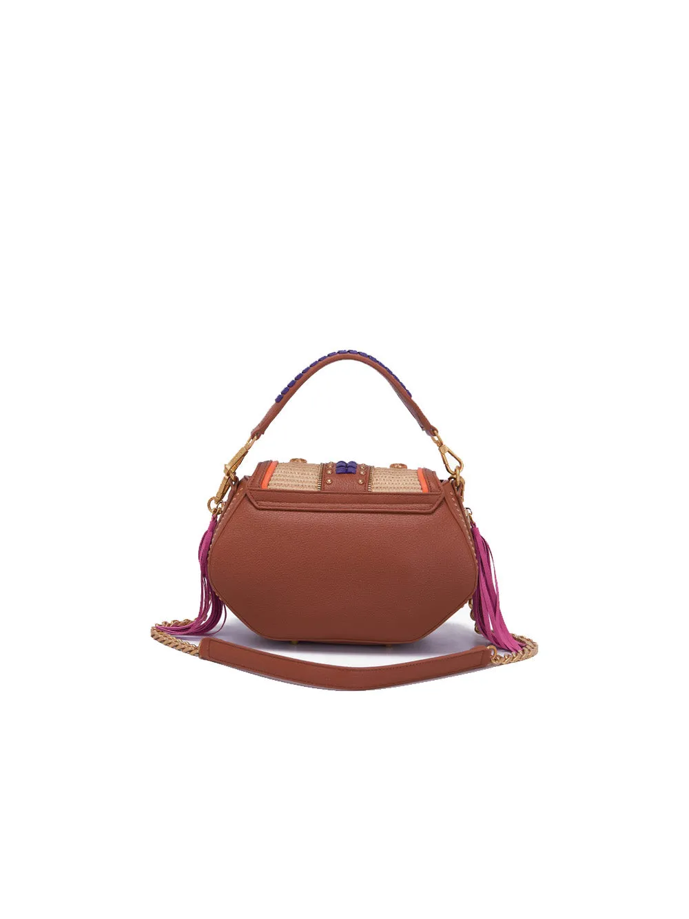 Ficus Med. Hand Bag Combi Mix Mat. - Brown