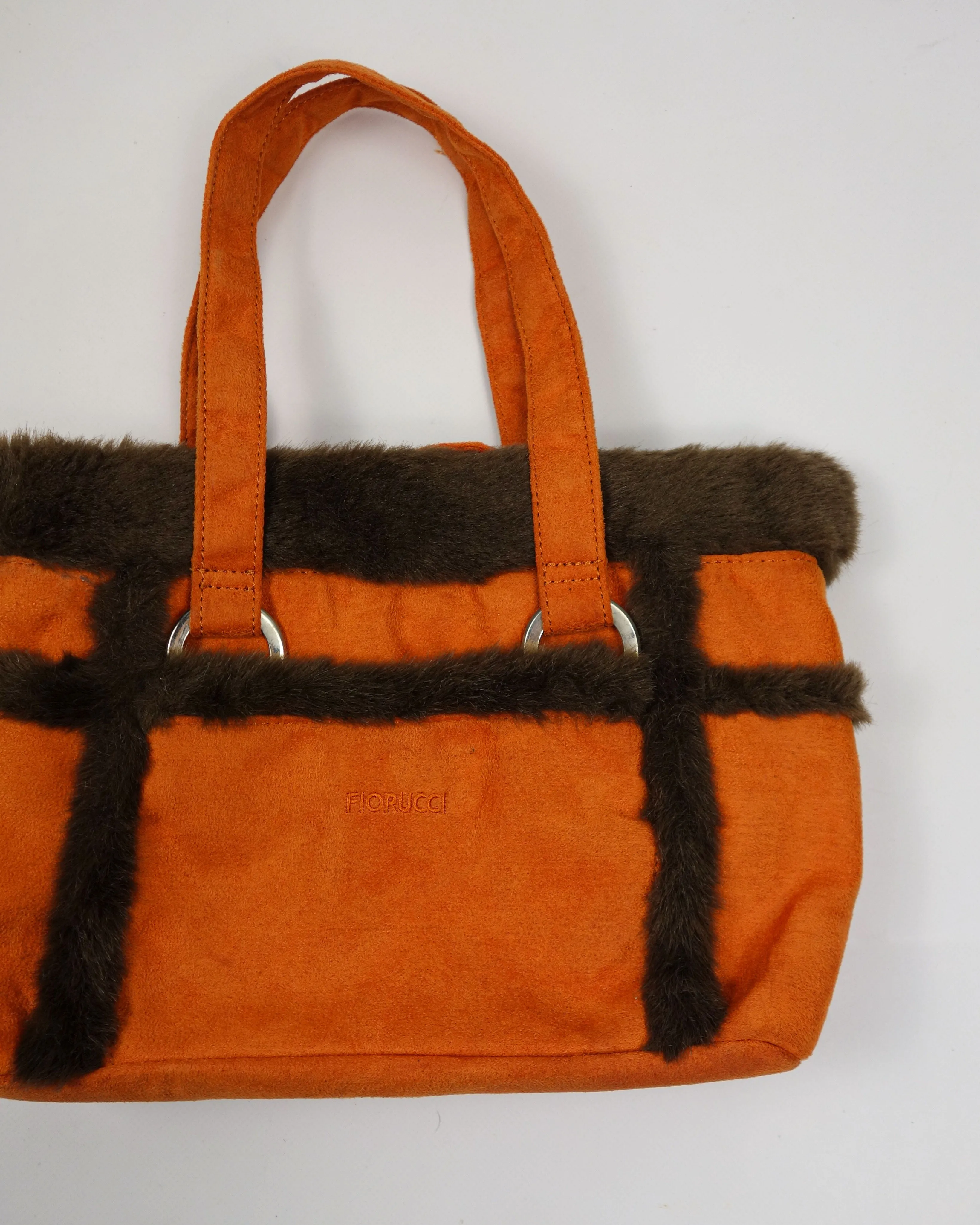 Fiorucci Suede   Fur Brown Hand Bag 2000s