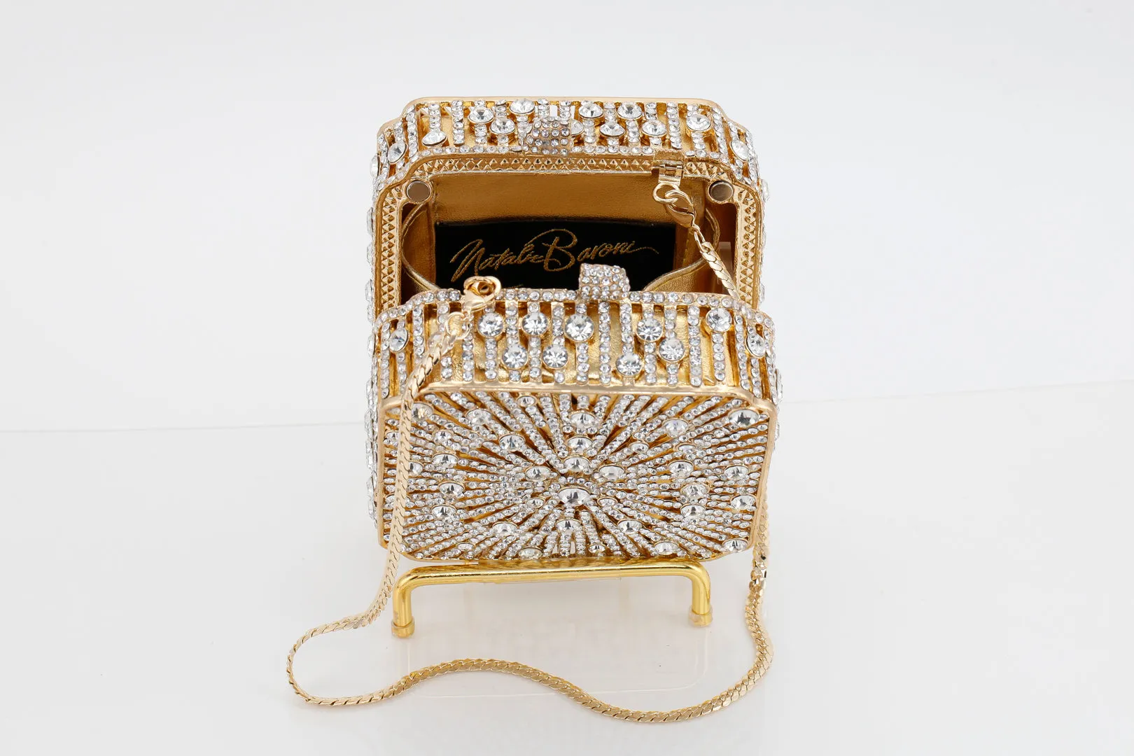 Gold and Diamond Cube Evening Bag