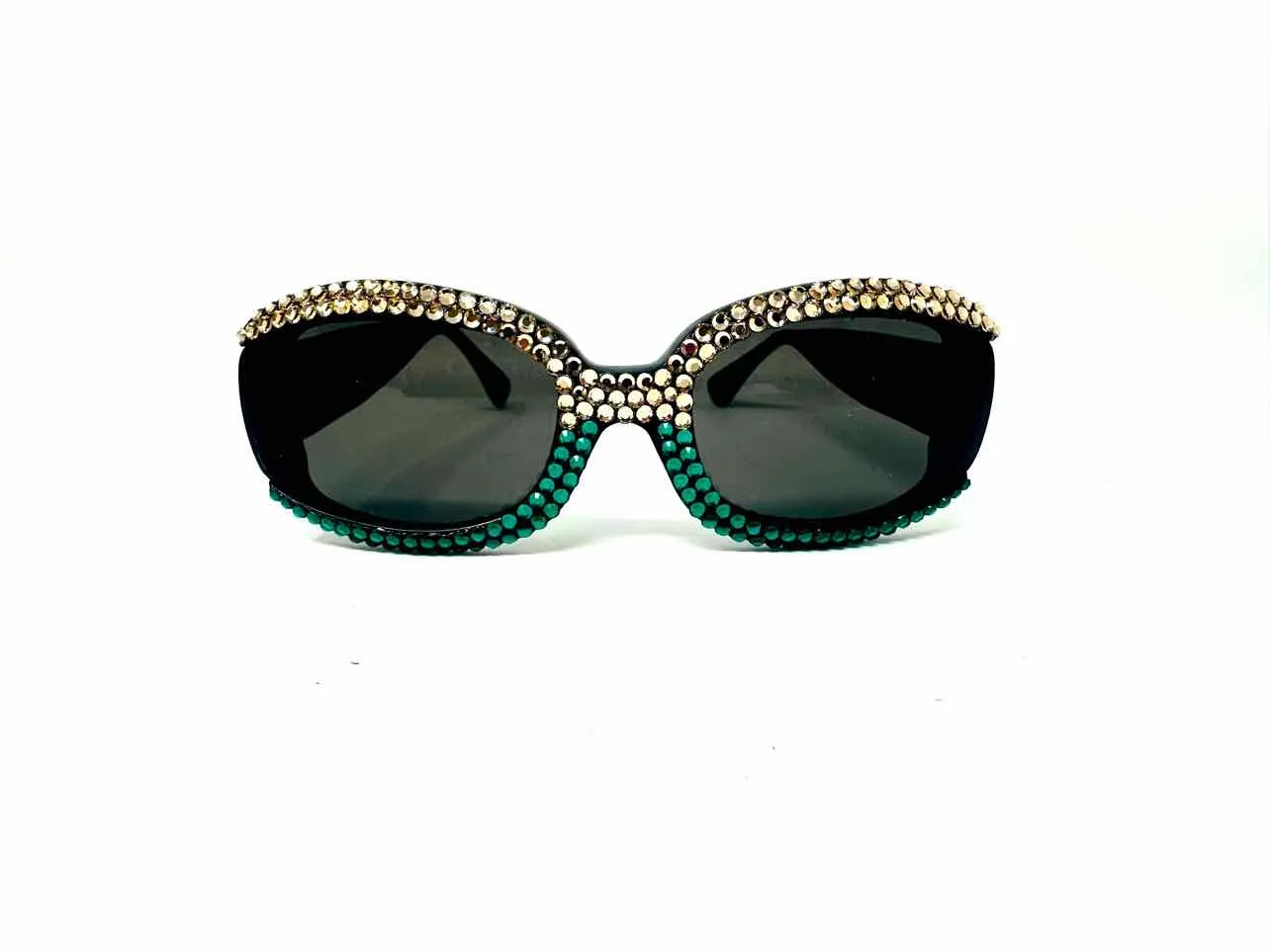 Green/Gold Bling Crystal Accessories W/ BAG! Sunglasses