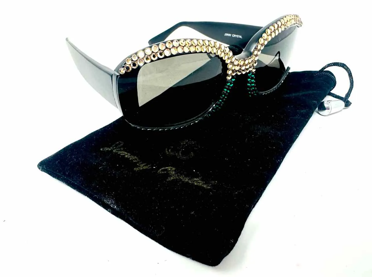 Green/Gold Bling Crystal Accessories W/ BAG! Sunglasses